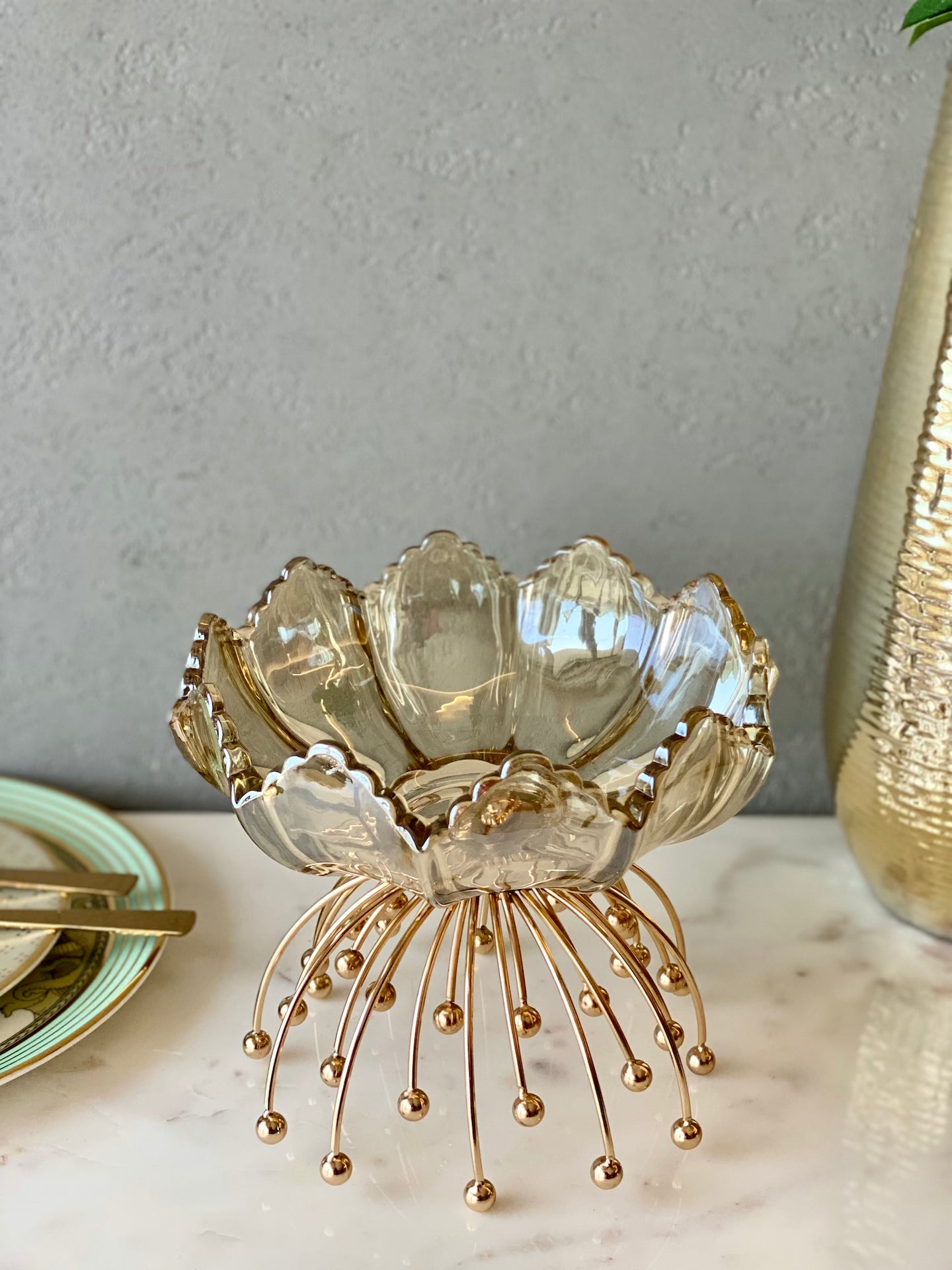 Gleaming Petal Crystal Bowl