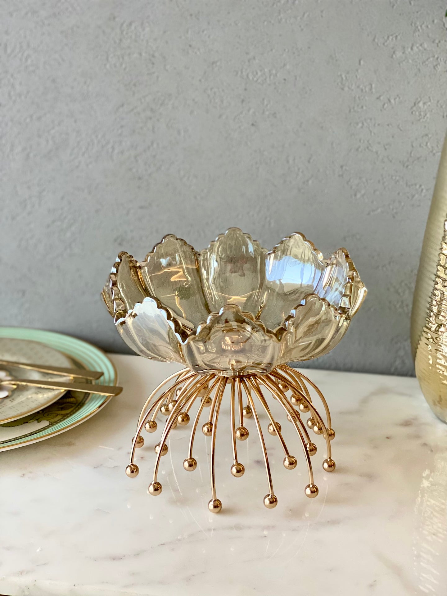 Gleaming Petal Crystal Bowl