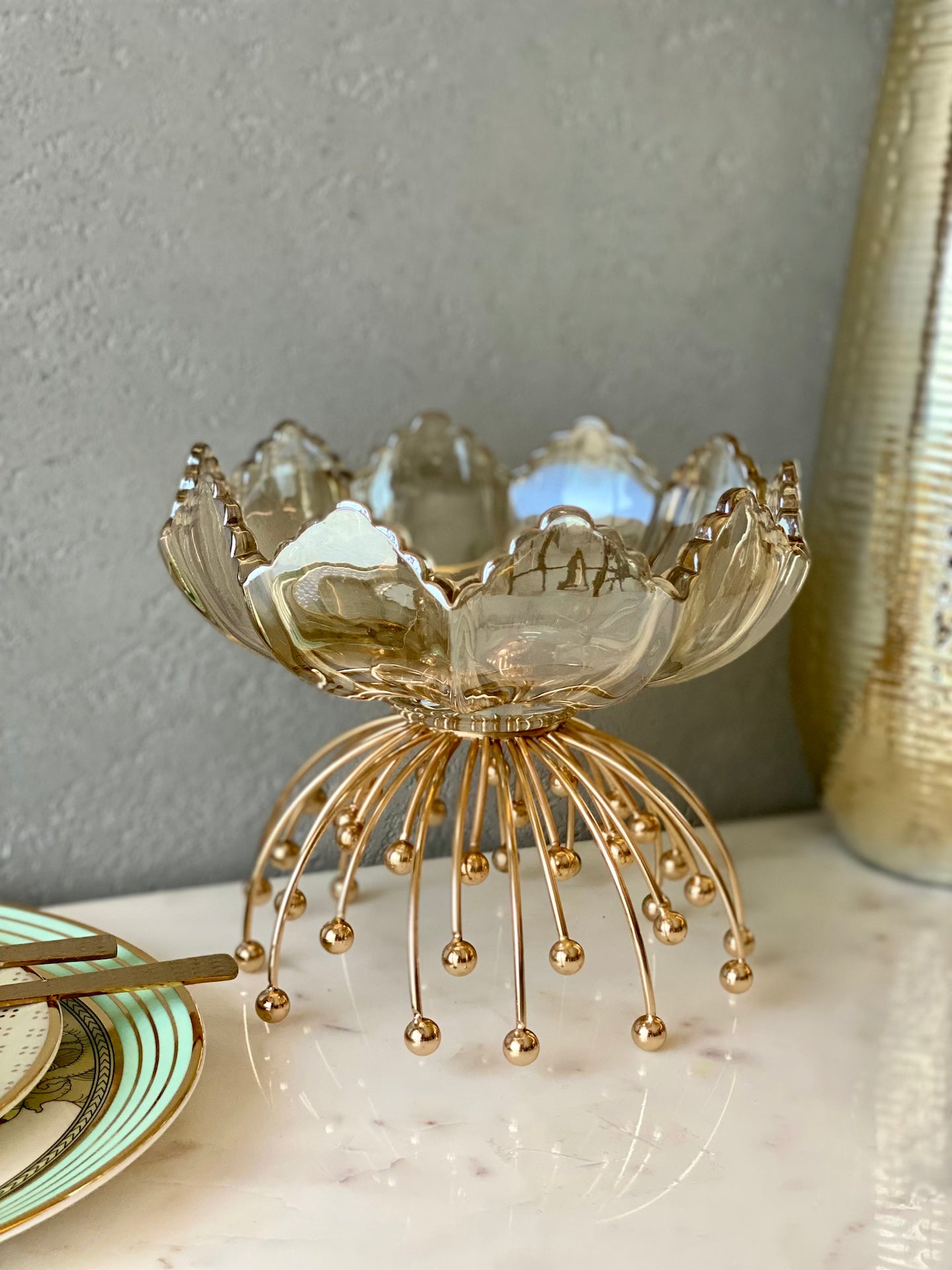 Gleaming Petal Crystal Bowl