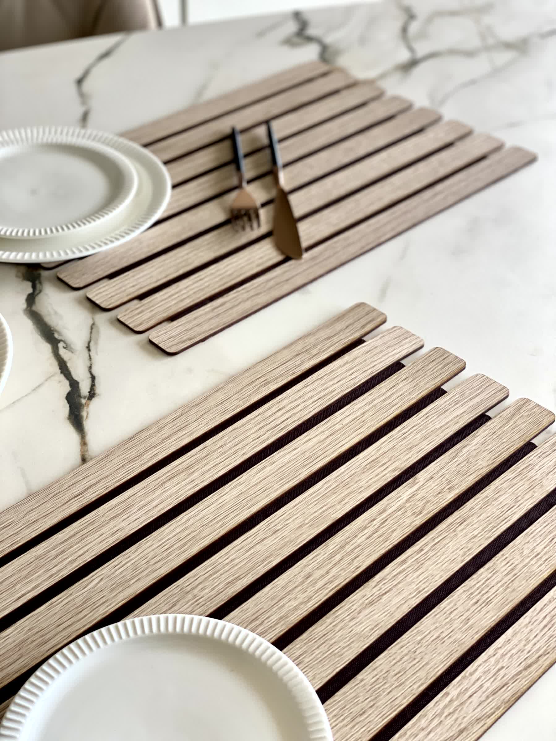Elm Foldable Table Mats (Set of 2) - Cream