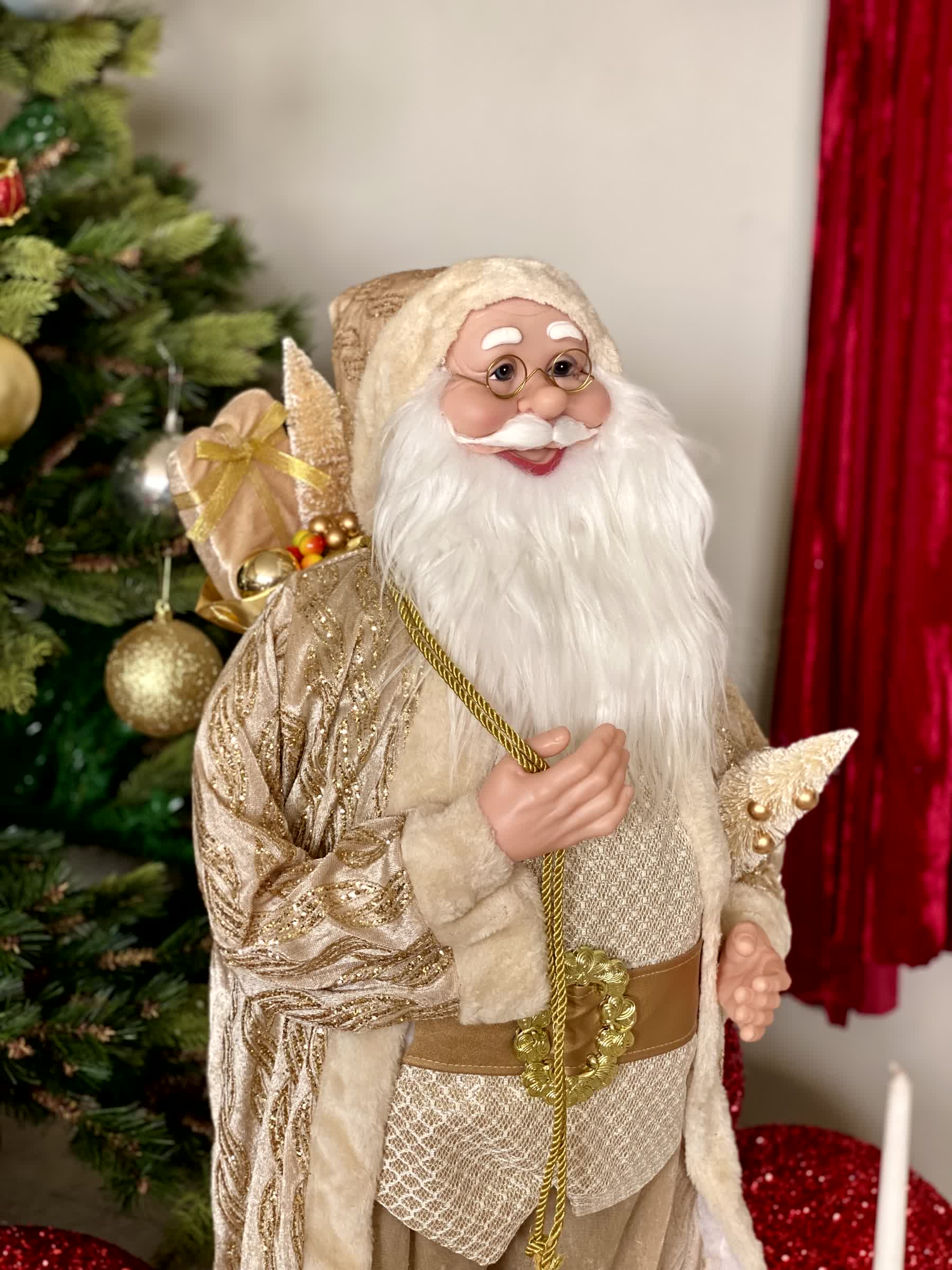 Christmas Jolly Santa Claus - 3 Feet (White and Gold)