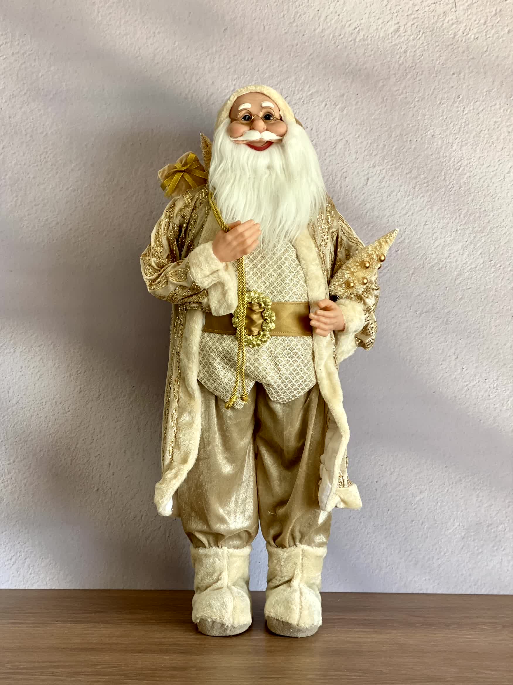 Christmas Jolly Santa Claus - 3 Feet (White and Gold)