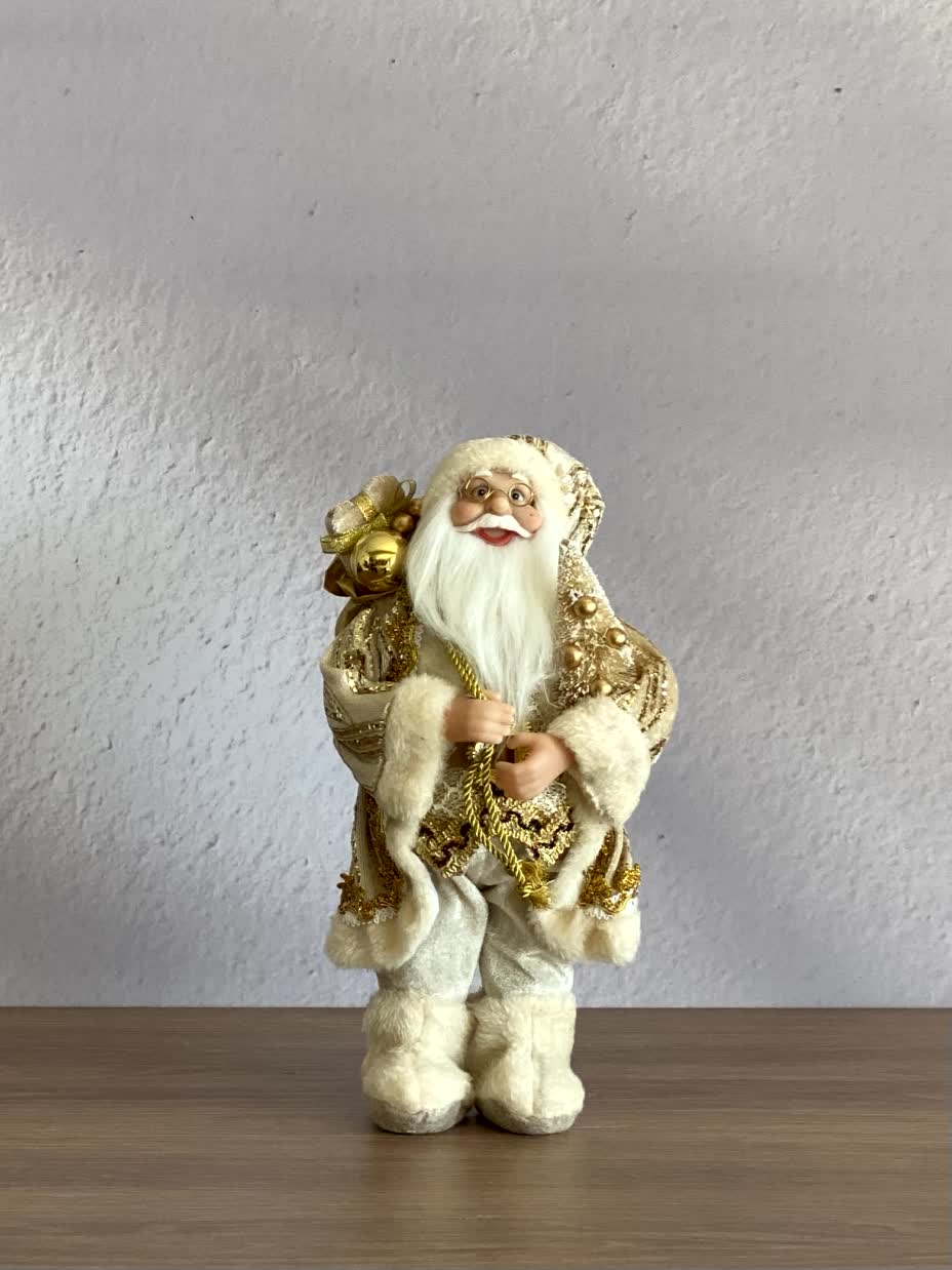 Christmas Jolly Santa Claus - 1 Feet (White and Gold)