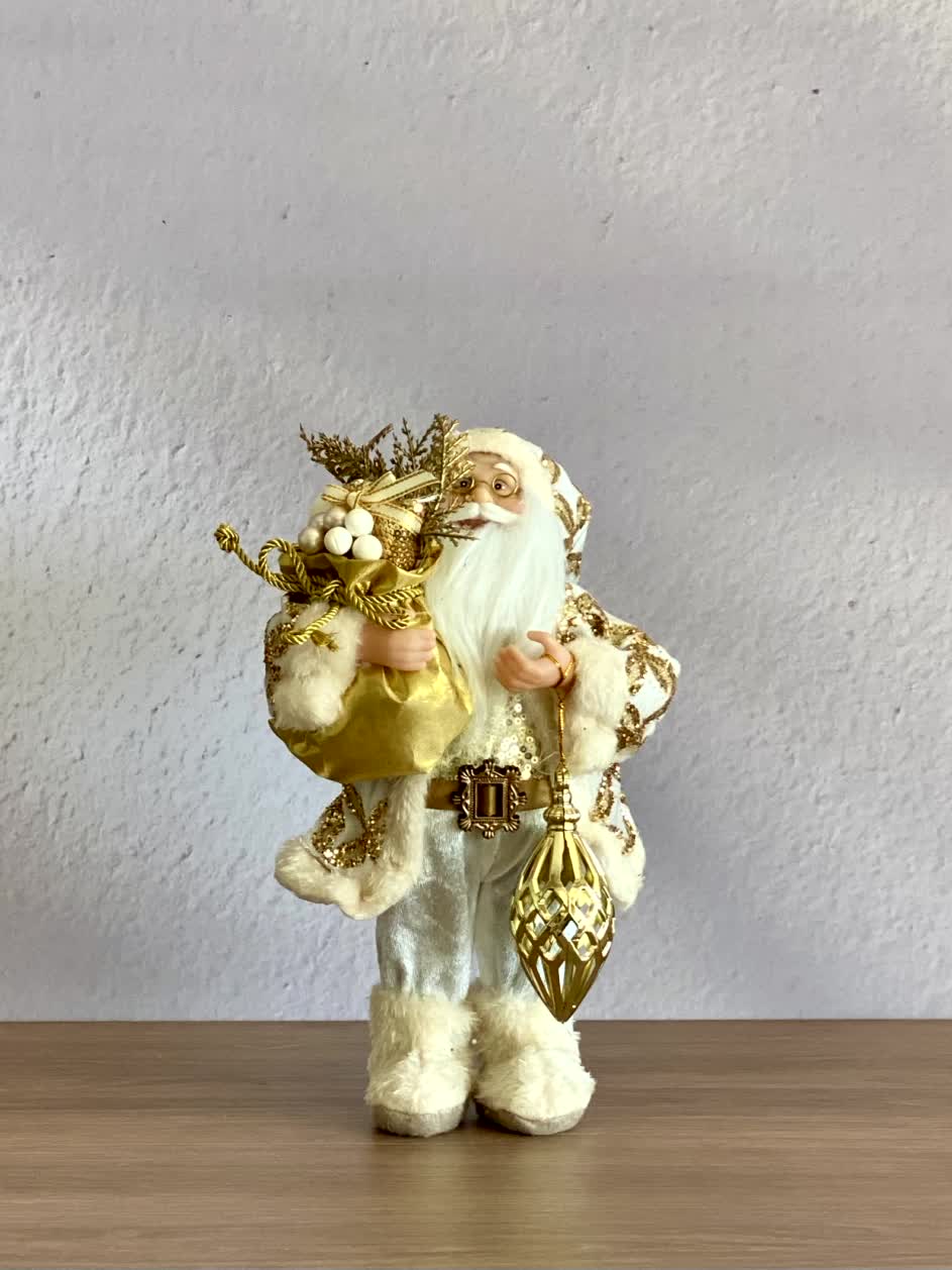 Christmas Cheerful Santa Claus - 1 Feet (White and Gold)
