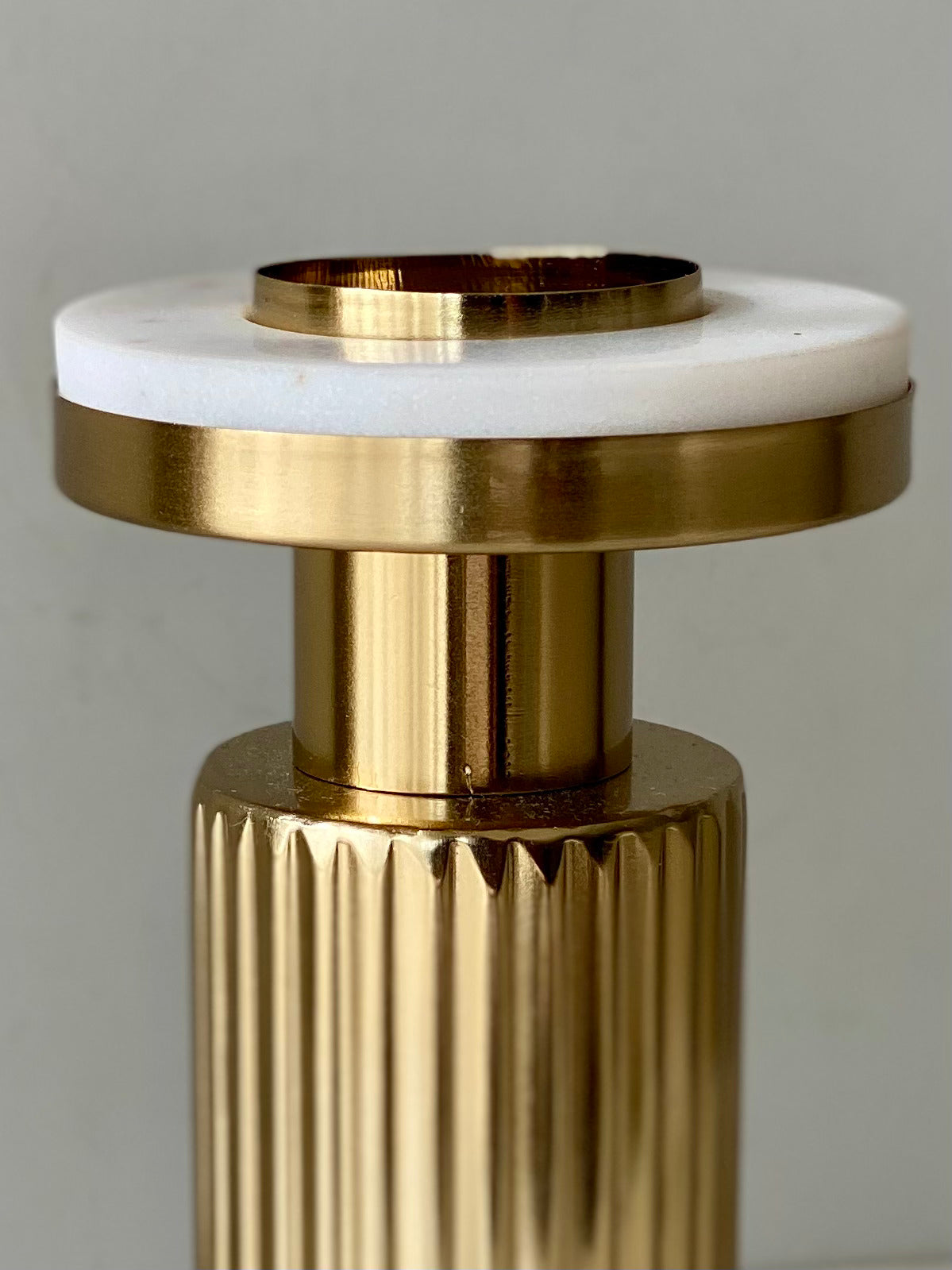 Gold Fluted Marble Candle Holder Set