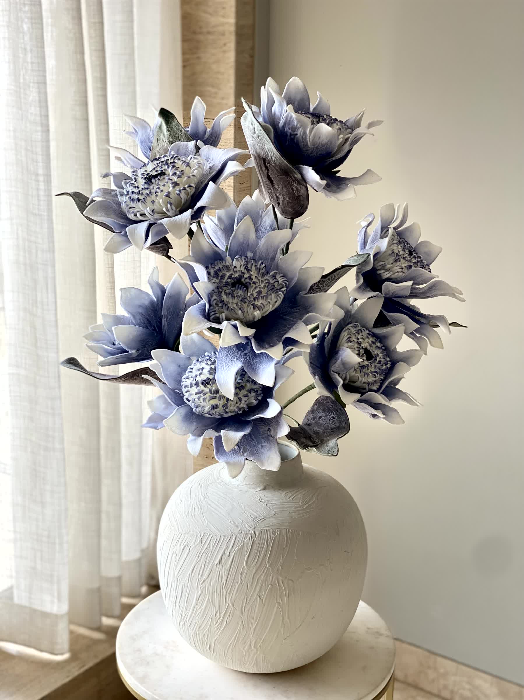 Artificial Protea Stem - Blue (One Stem)