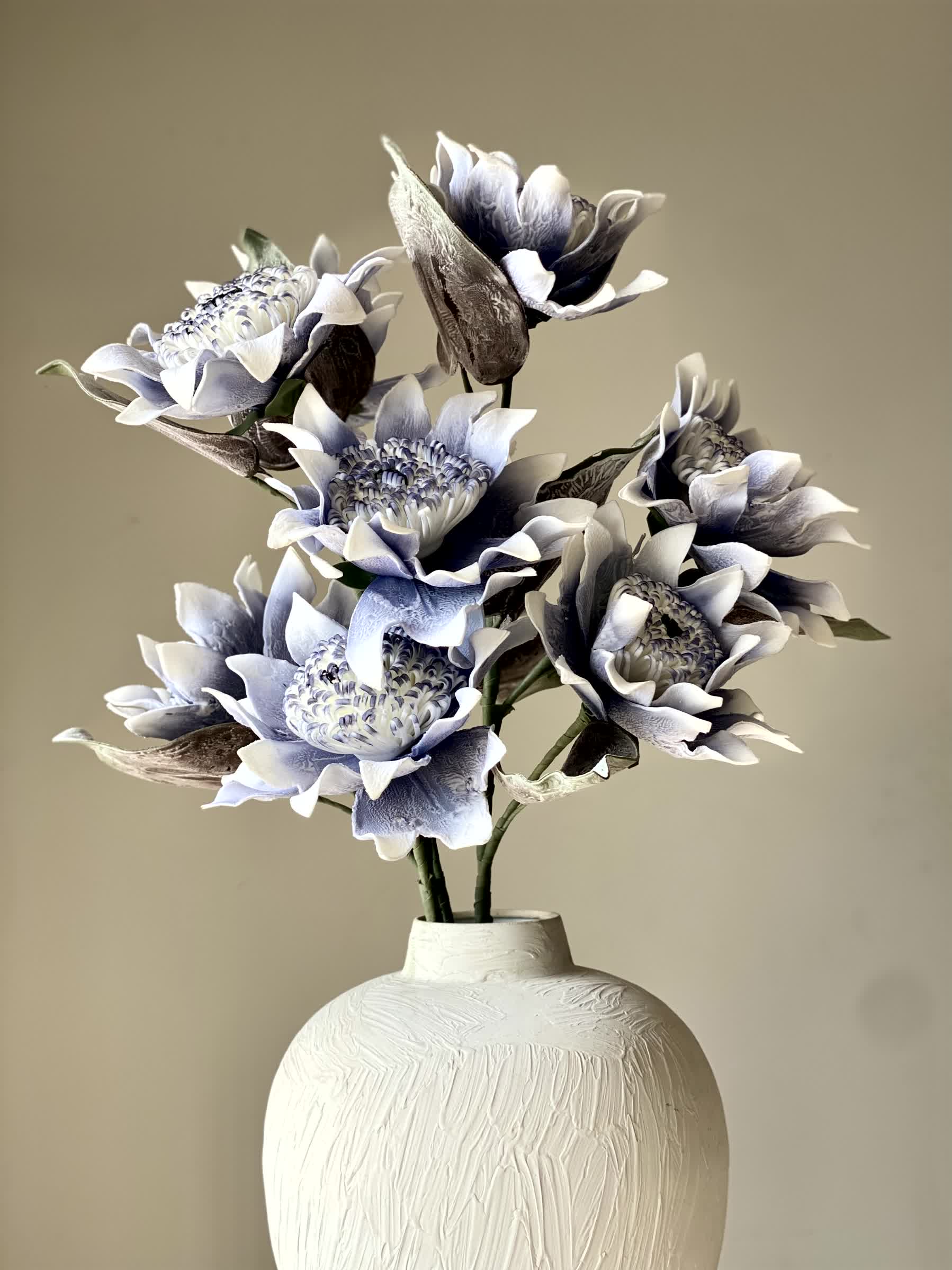 Artificial Protea Stem - Blue (One Stem)