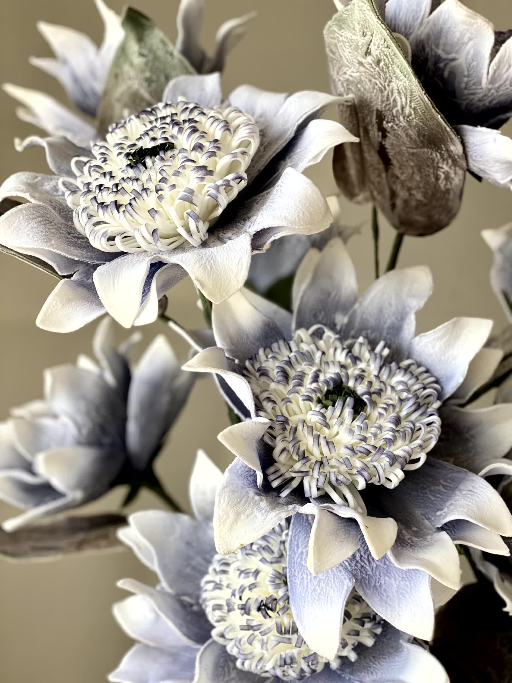 Artificial Protea Stem - Blue (One Stem)