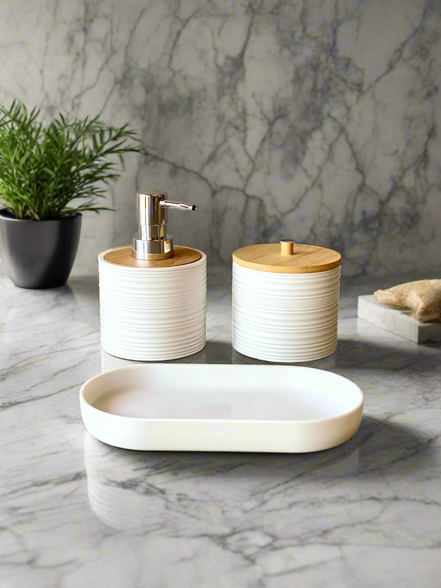 Amun Bathroom Set - White (Set of 3)