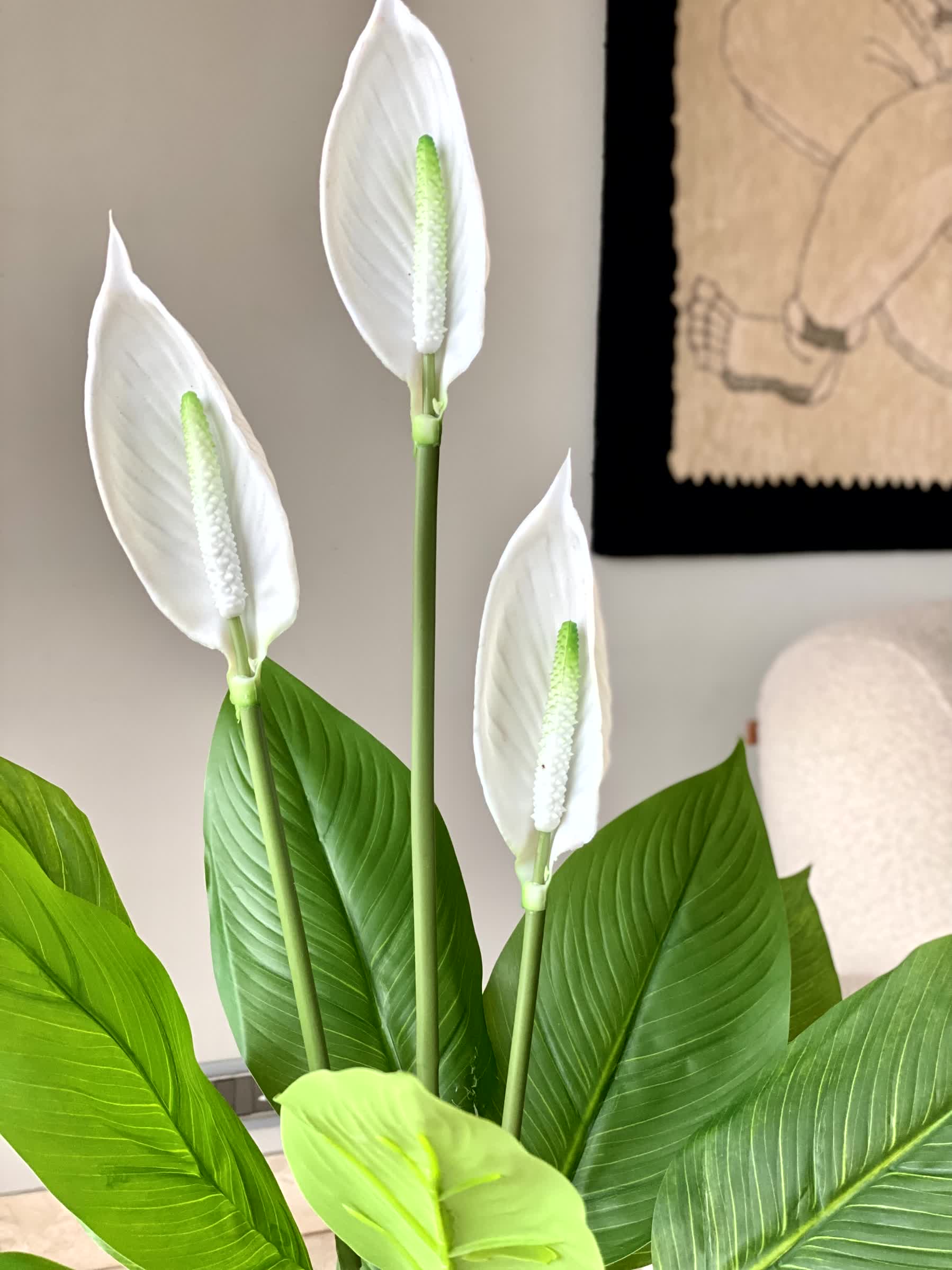 Artificial White Peace Lily Plant - 3.4 Feet