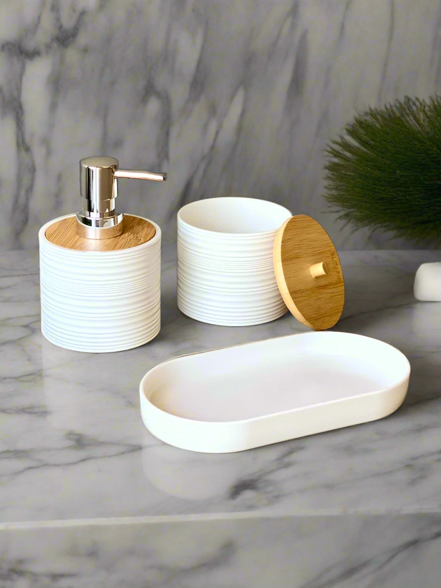 Amun Bathroom Set - White (Set of 3)