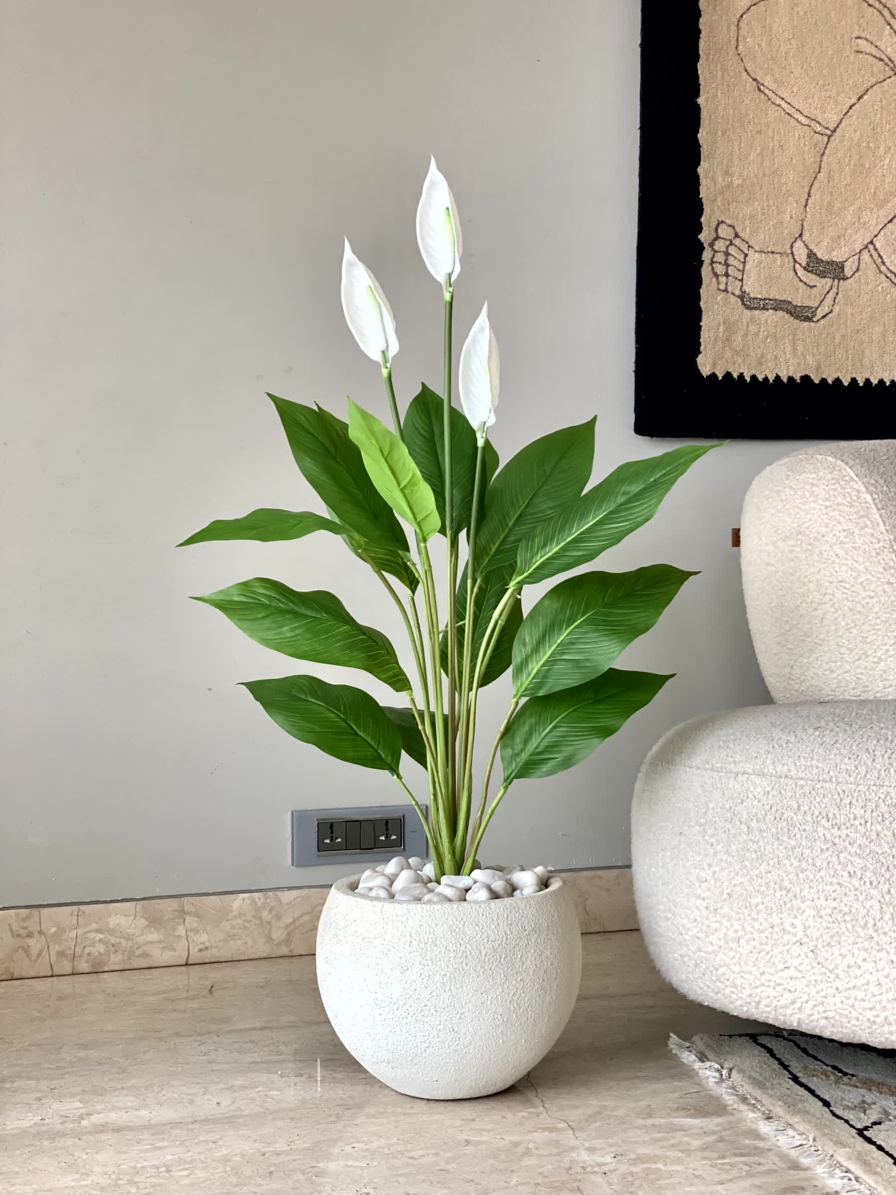 Artificial White Peace Lily Plant - 3.4 Feet
