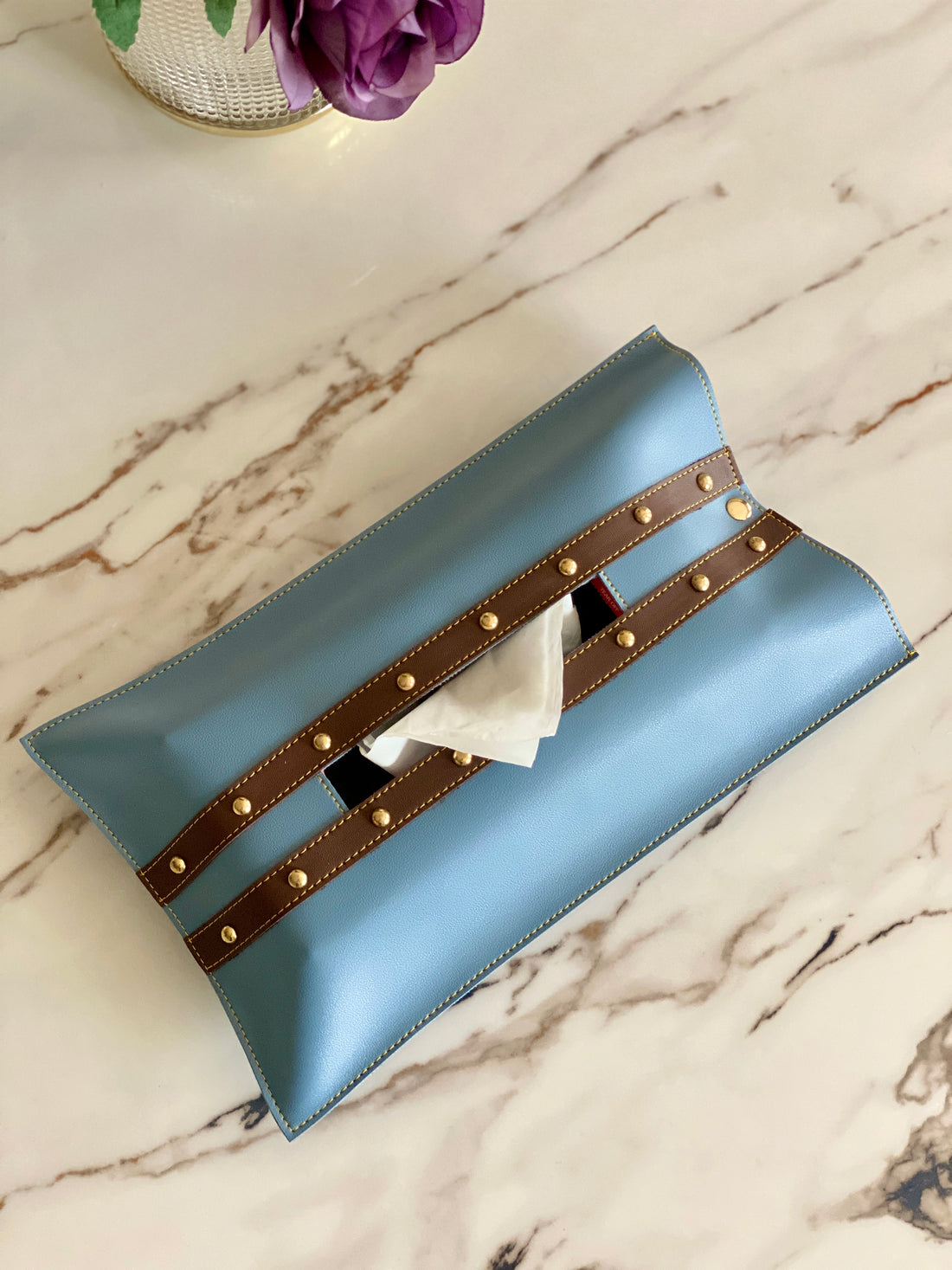 Blue & Brown Tissue Cover