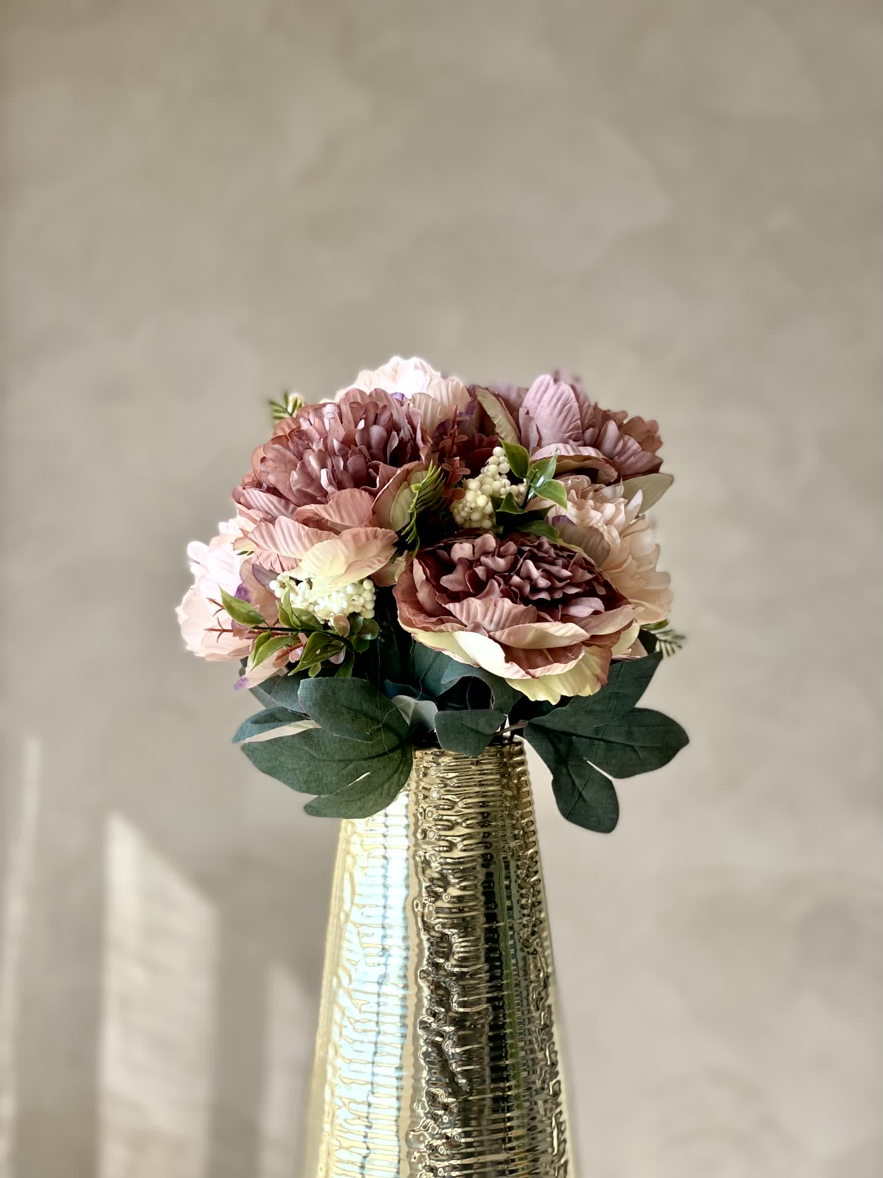 Artificial Peony Flower Bunch - Deep Pink