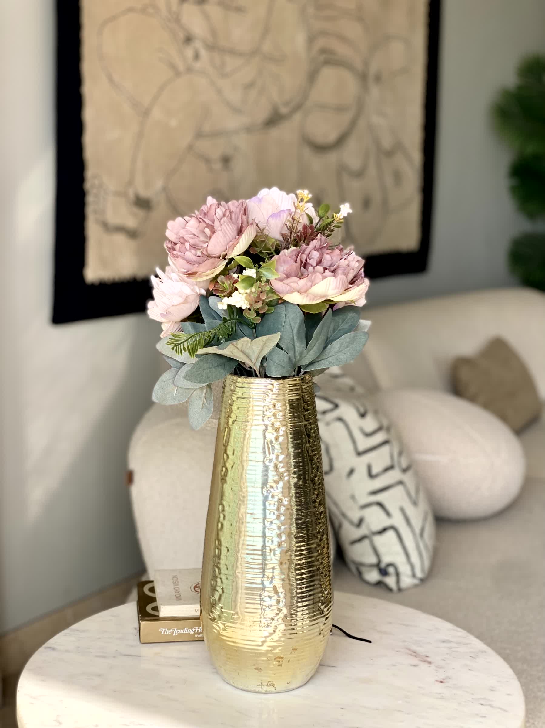 Artificial Peony Flower Bunch - Deep Pink