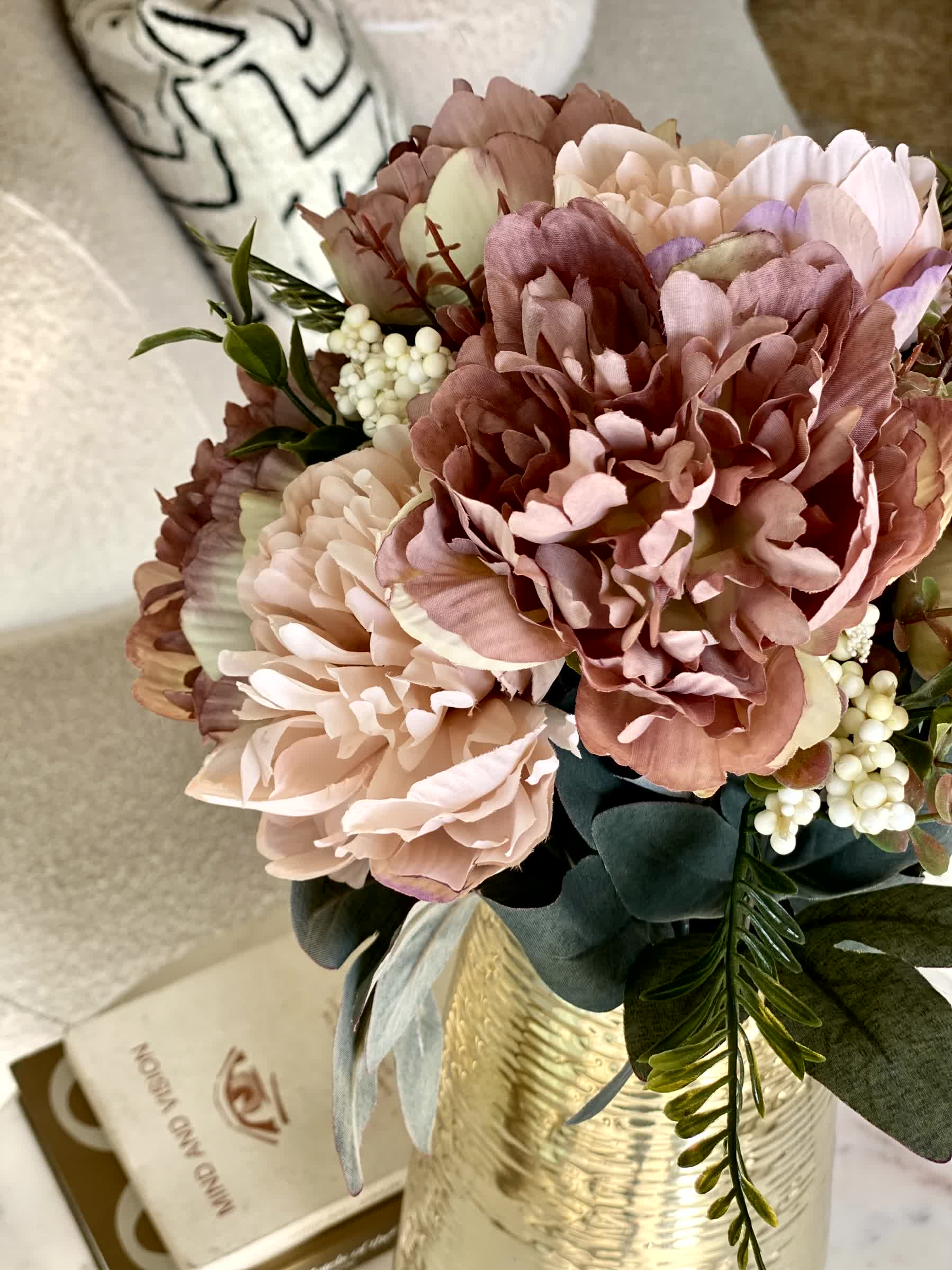 Artificial Peony Flower Bunch - Deep Pink
