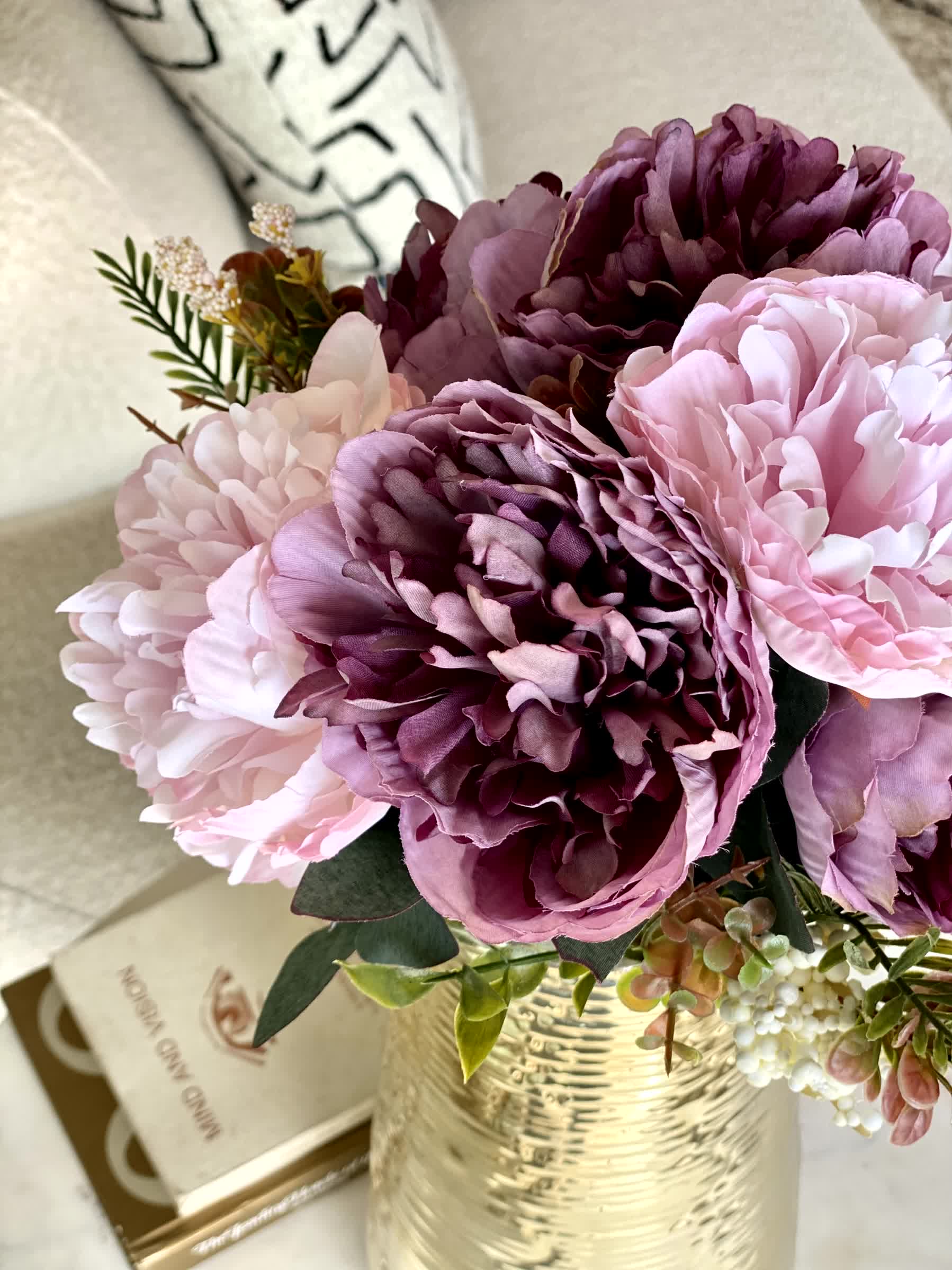 Artificial Peony Flower Bunch - Pink