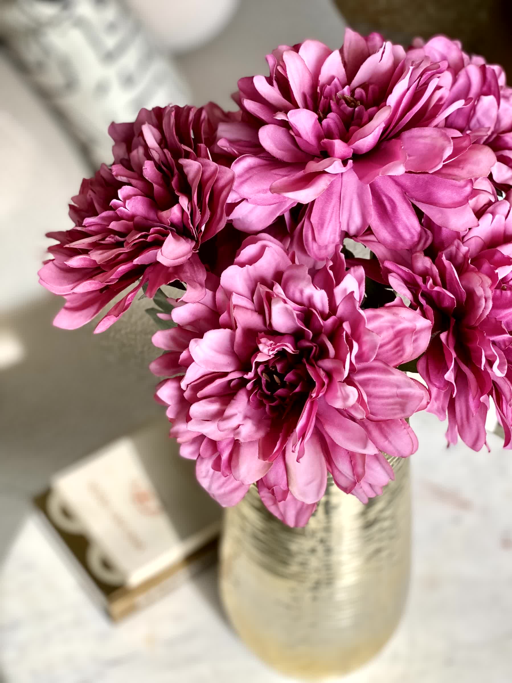 Artificial Chrysanthemum Flower Bunch - Magenta