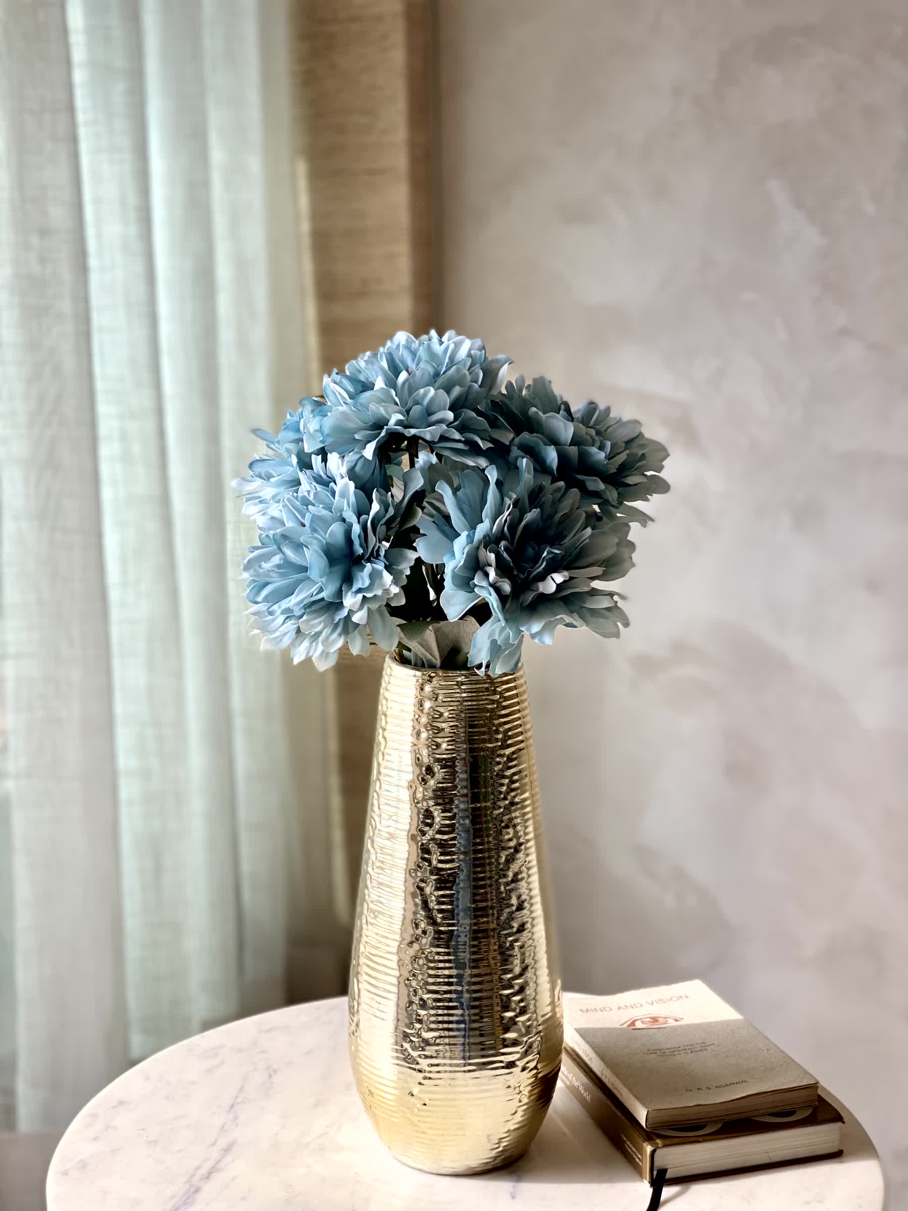 Artificial Chrysanthemum Flower Bunch - Blue