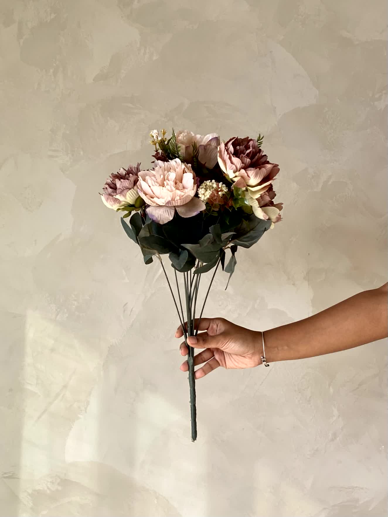Artificial Peony Flower Bunch - Deep Pink