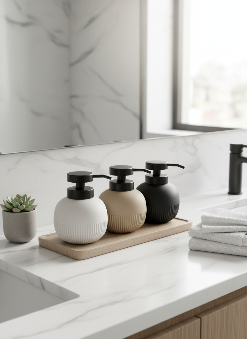 Chaton Round Bathroom Dispenser - Brown