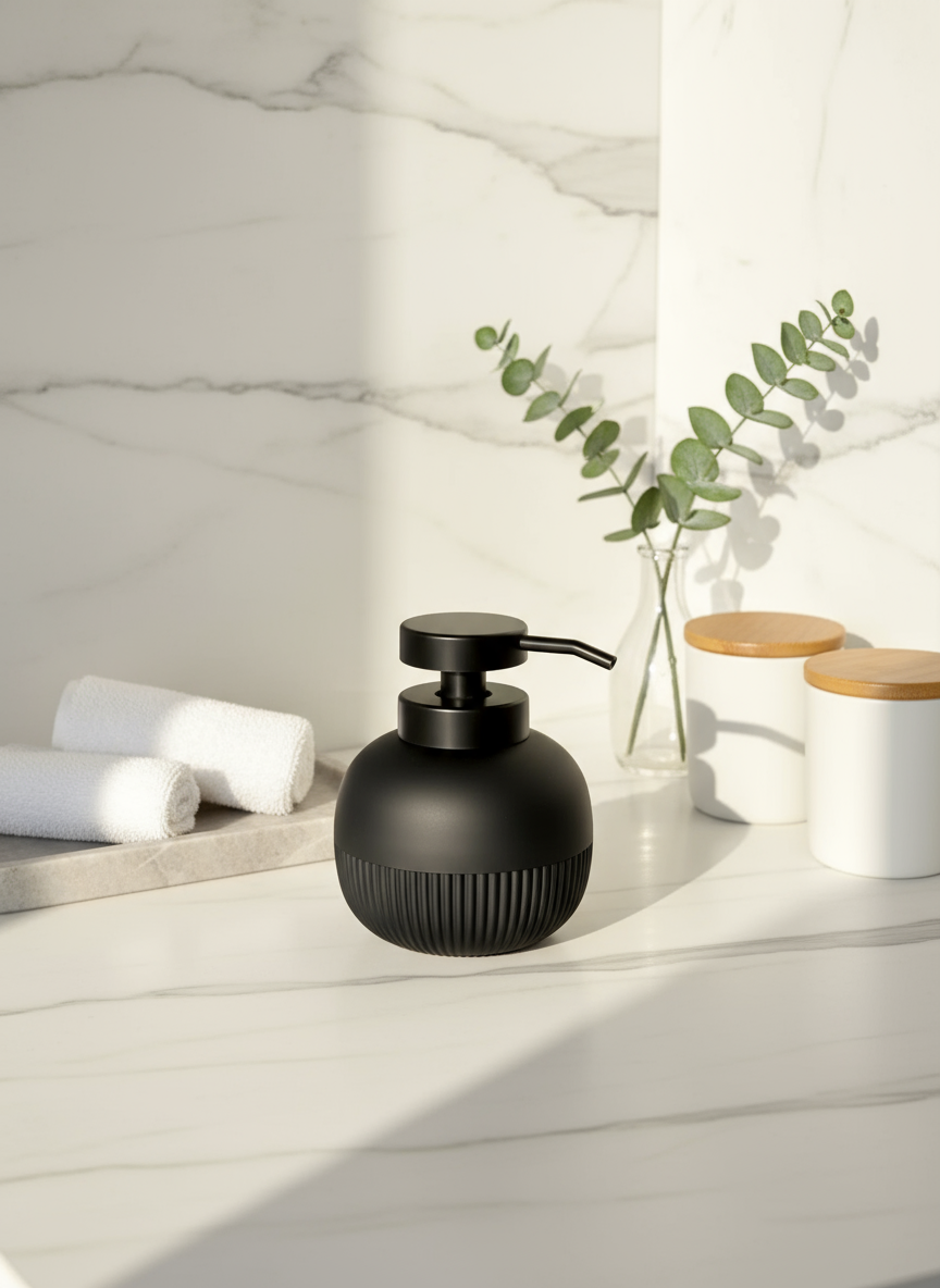 Chaton Round Bathroom Dispenser - Black