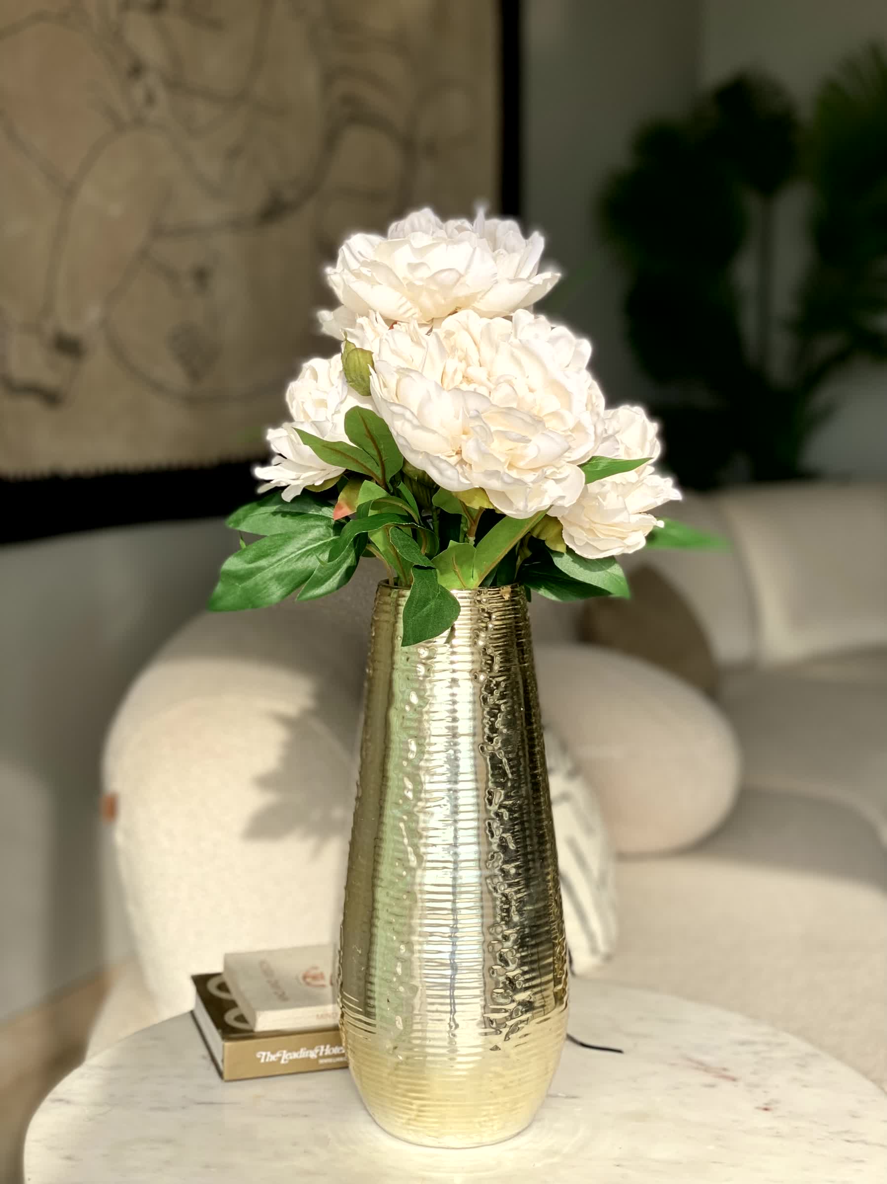 Artificial Dahila Flower Bunch - White