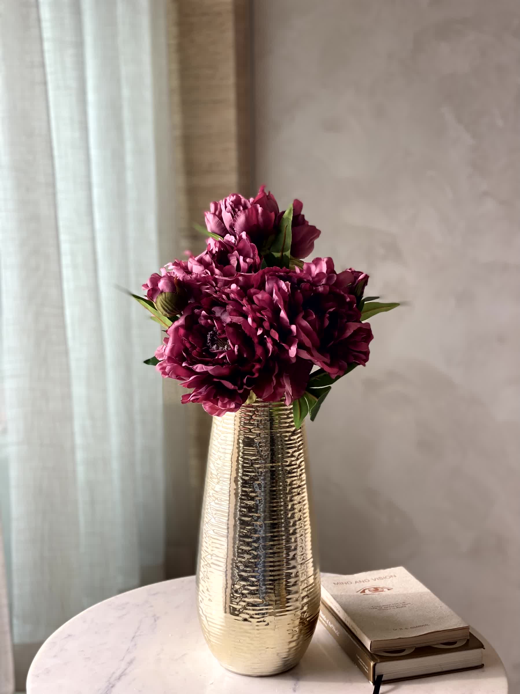 Artificial Dahila Flower Bunch - Burgundy