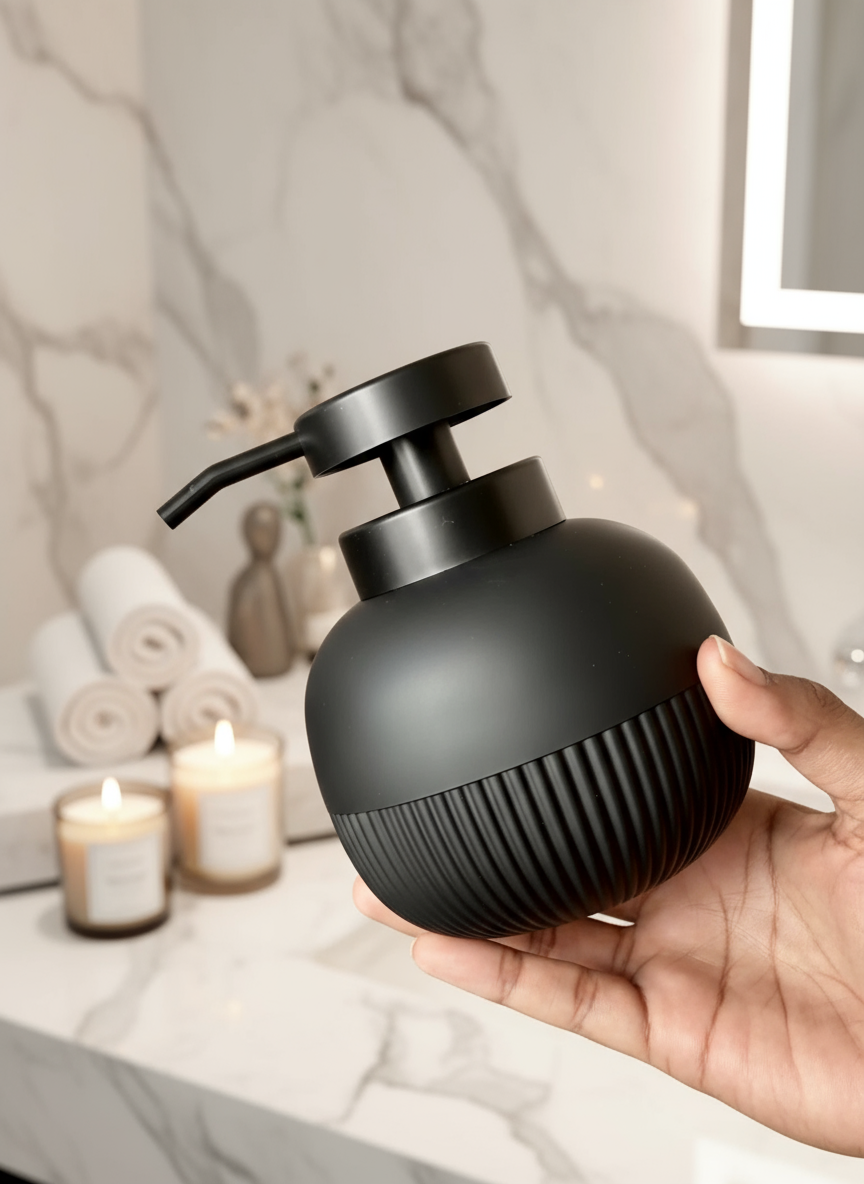 Chaton Round Bathroom Dispenser - Black