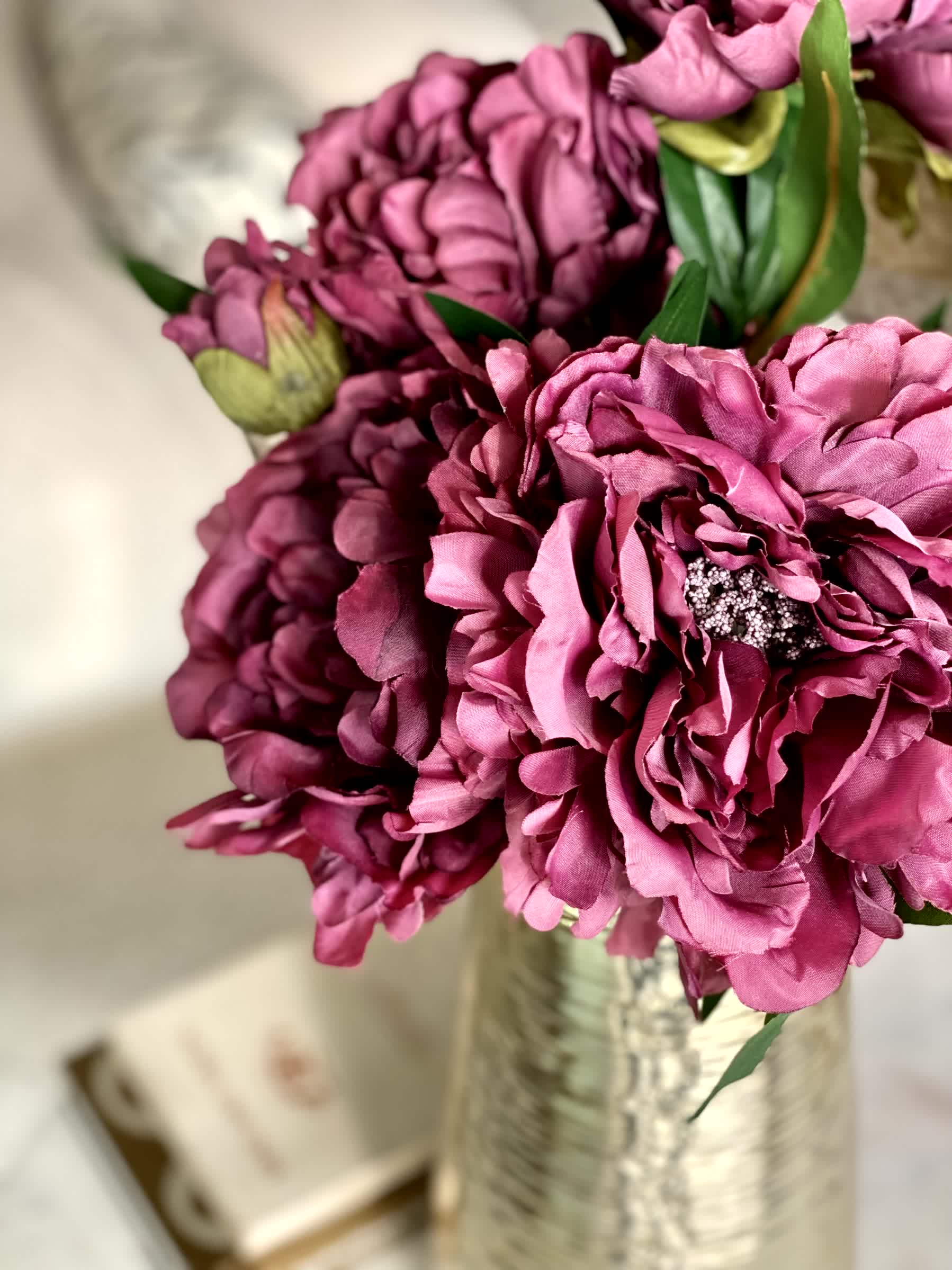 Artificial Dahila Flower Bunch - Burgundy