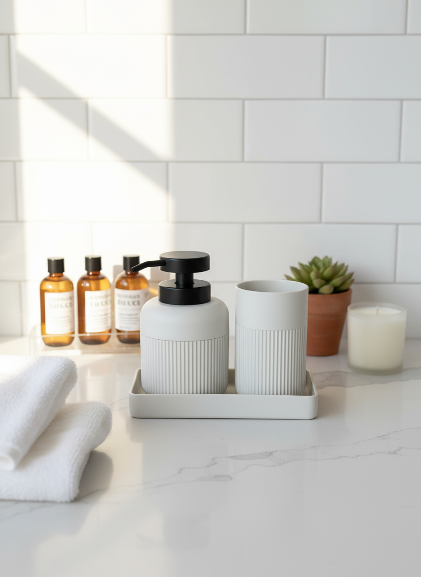 Chaton Bathroom Set- Beige (Set of 3)