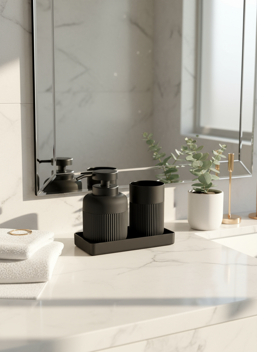 Chaton Bathroom Set- Black (Set of 3)