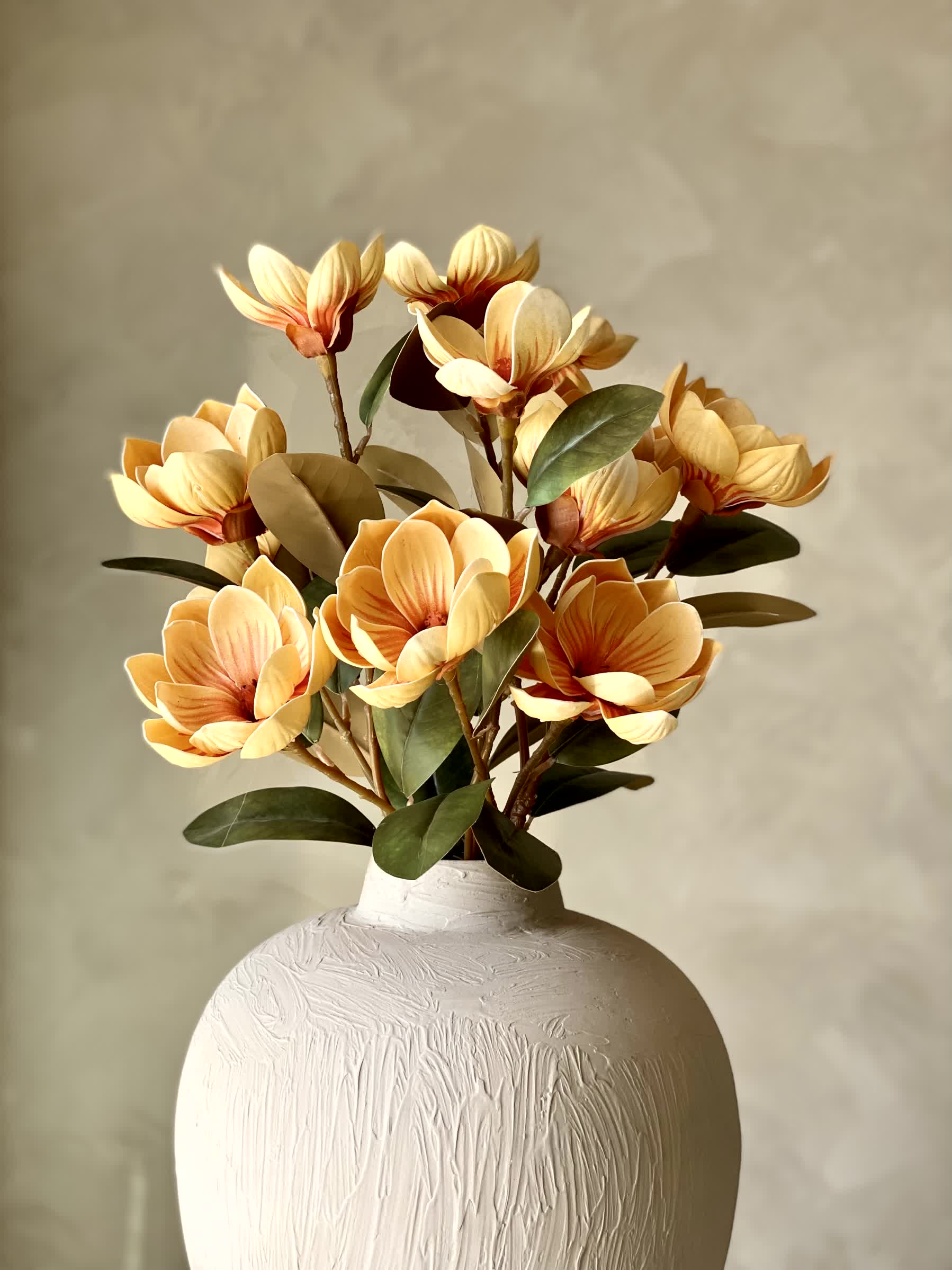 Artificial Yulan Magnolia Flower Stem - Yellow (One Stem)