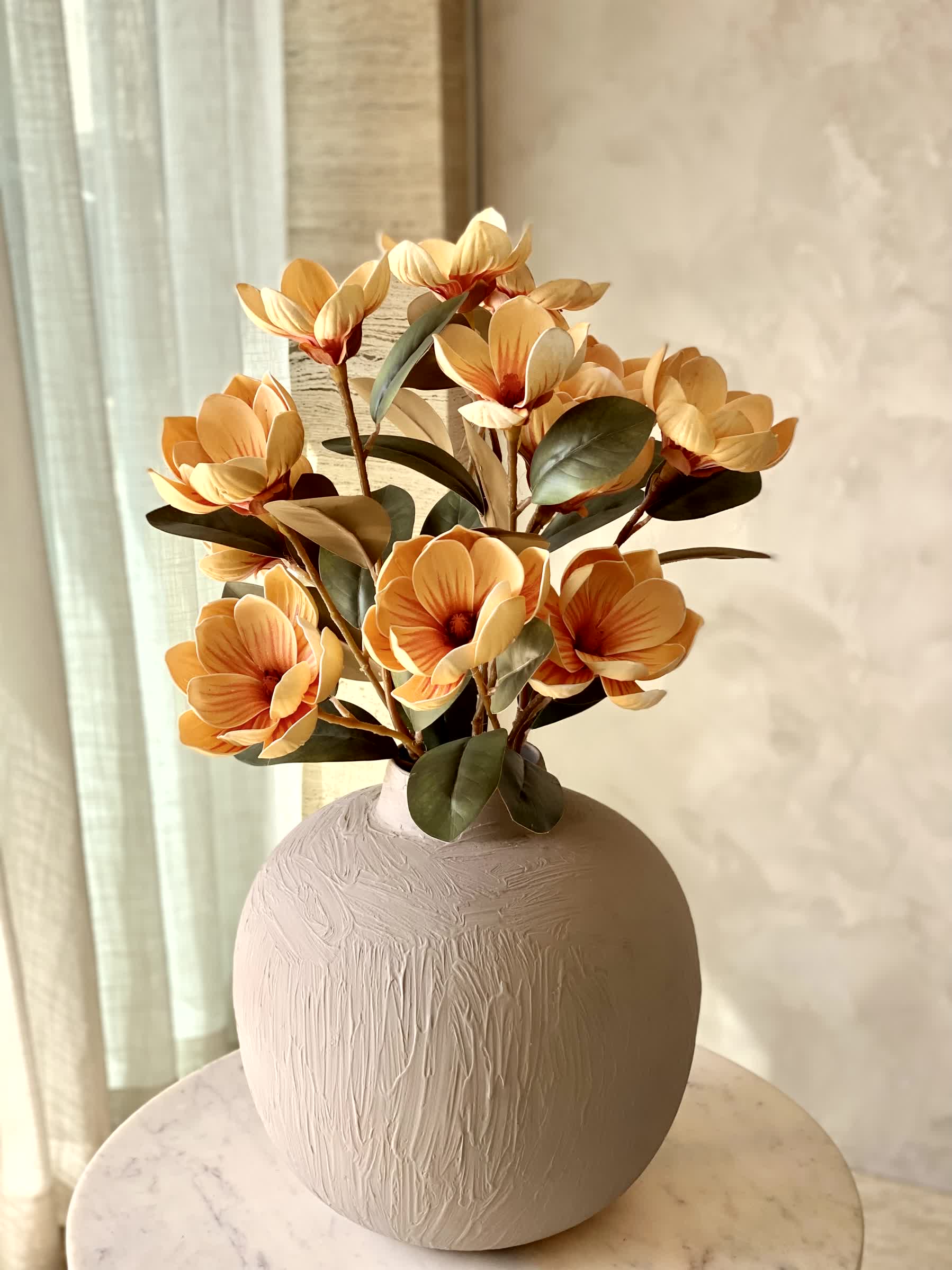 Artificial Yulan Magnolia Flower Stem - Yellow (One Stem)