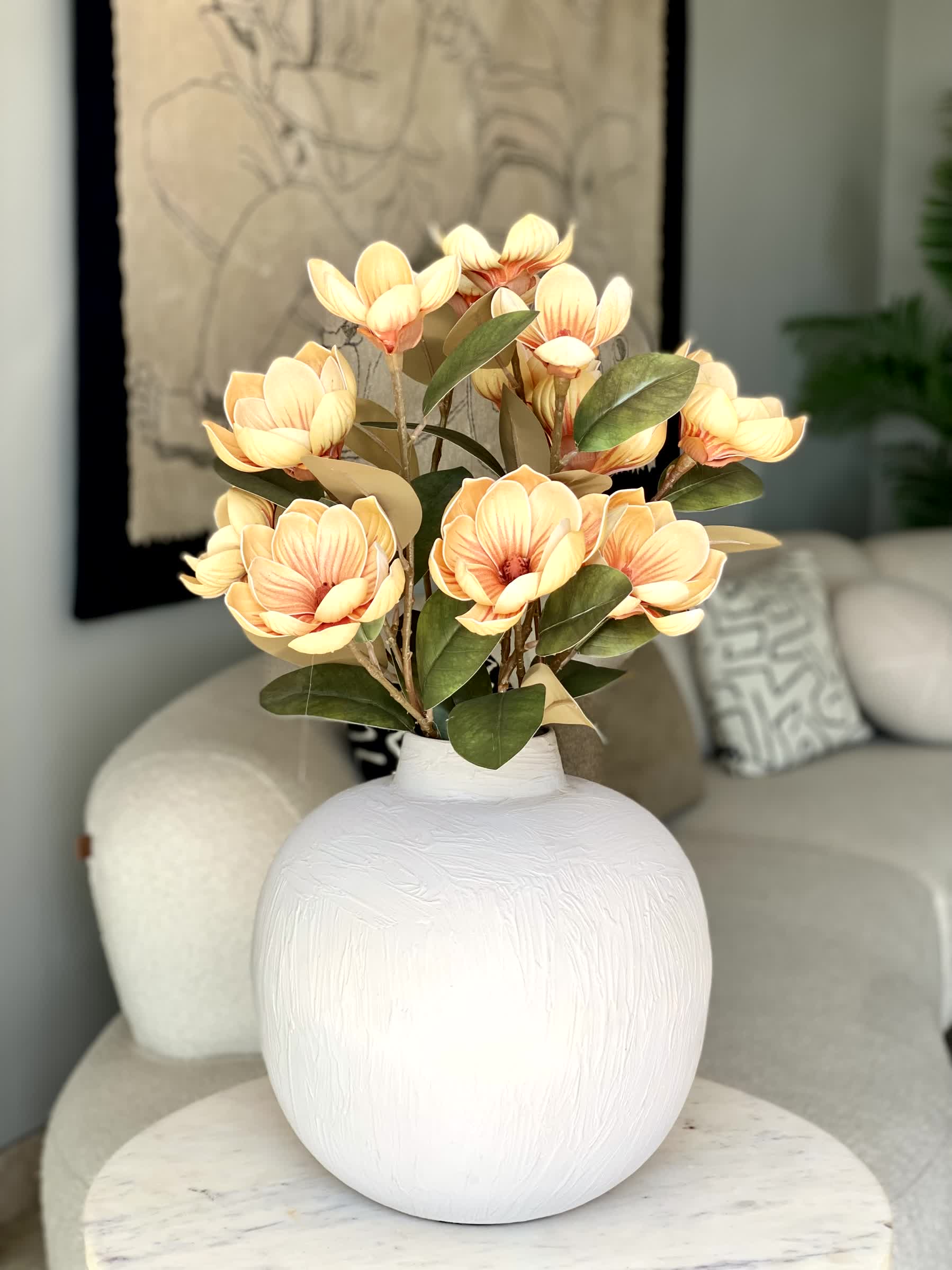 Artificial Yulan Magnolia Flower Stem - Yellow (One Stem)