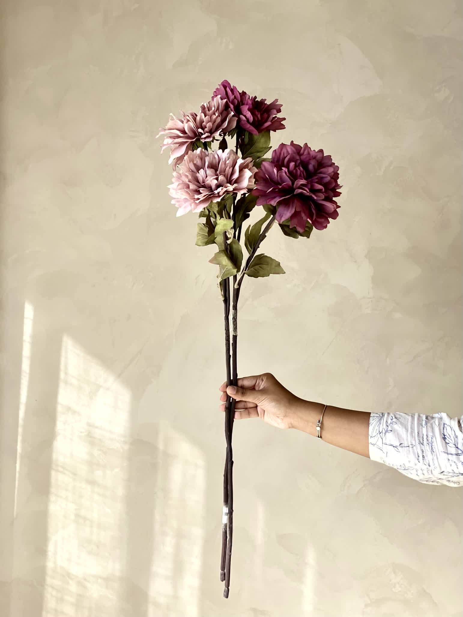 Artificial Zinnia Flower Stem - Set of 2