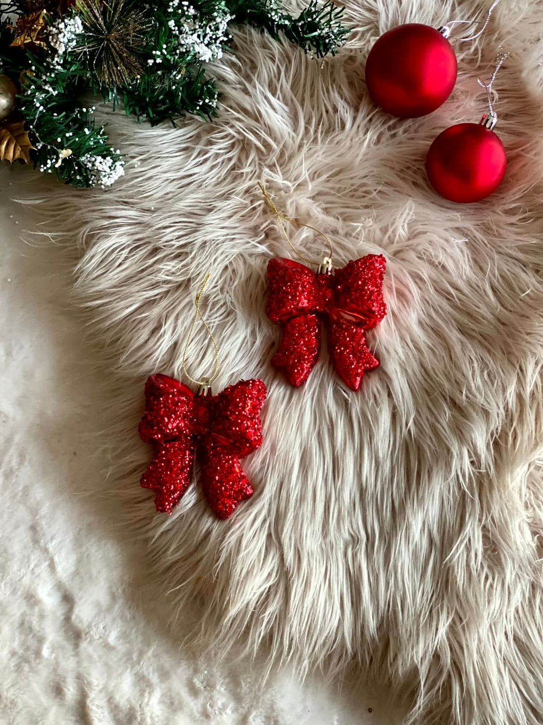 Christmas Luxe Bow Hanging - Set of 2