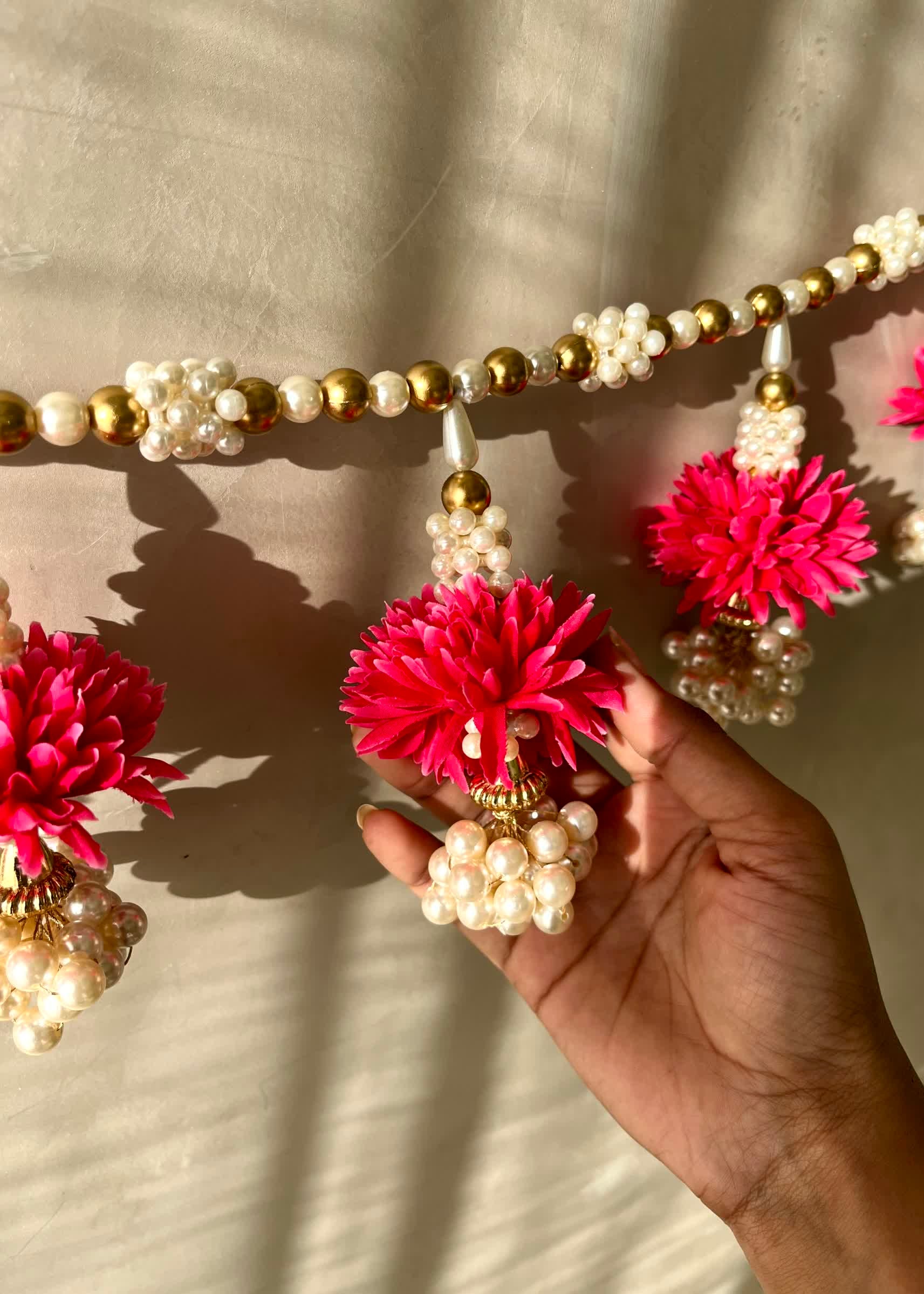 Festive Scarlet Pearl Bloom Toran