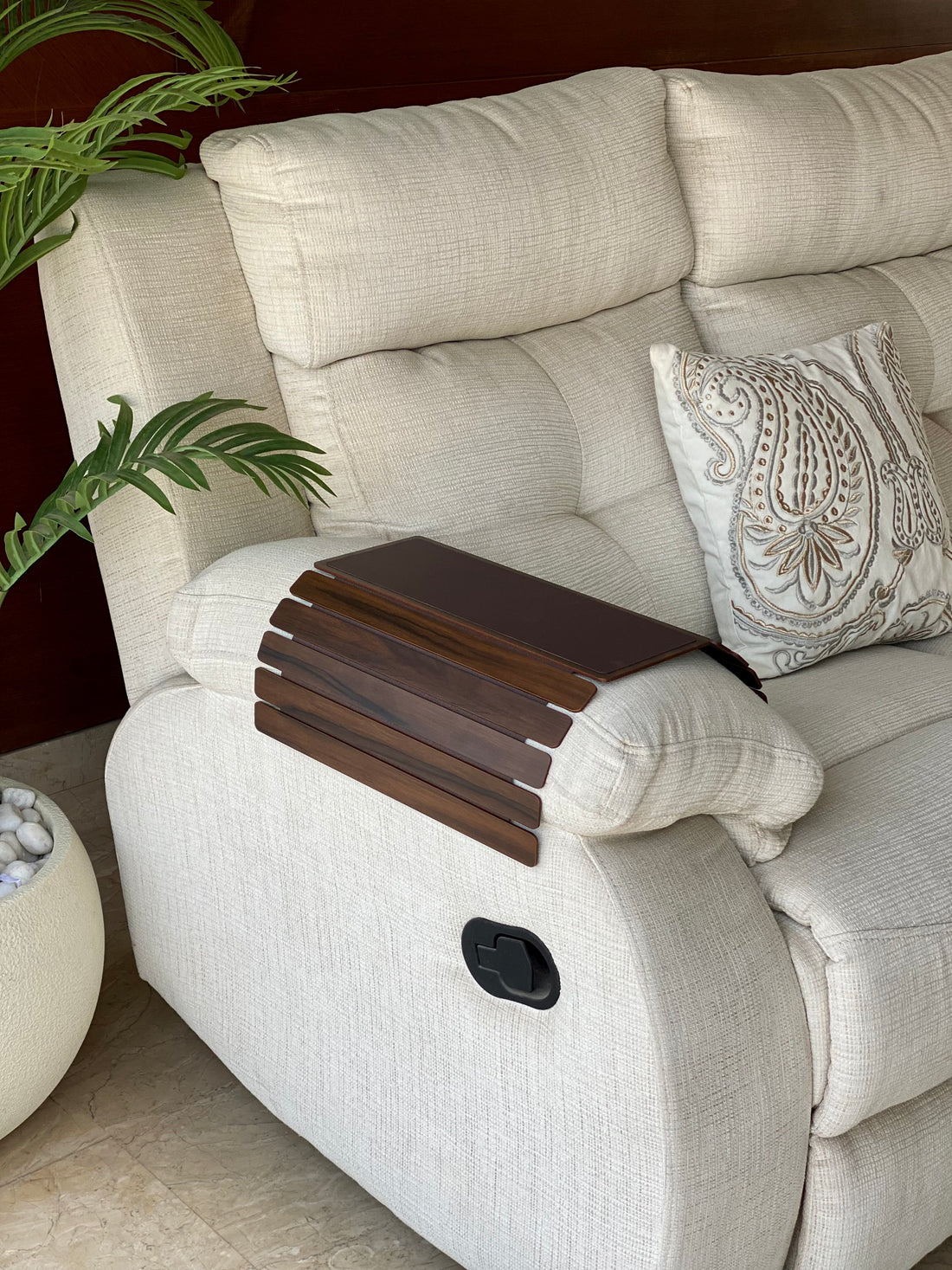 Elm Sofa Armrest Tray - Dark Brown