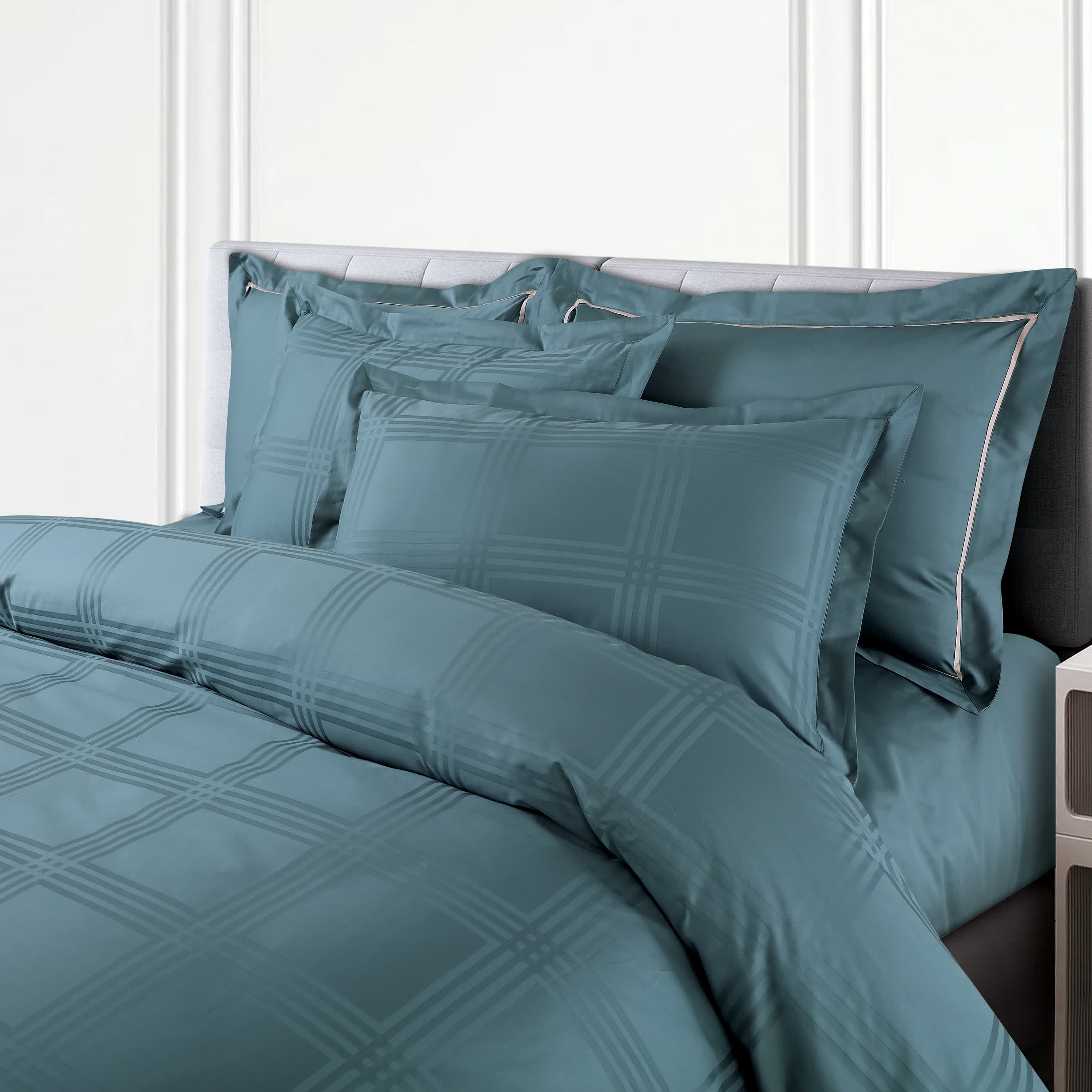 Amalfi Jacquard Duvet Cover Set - Teal Green
