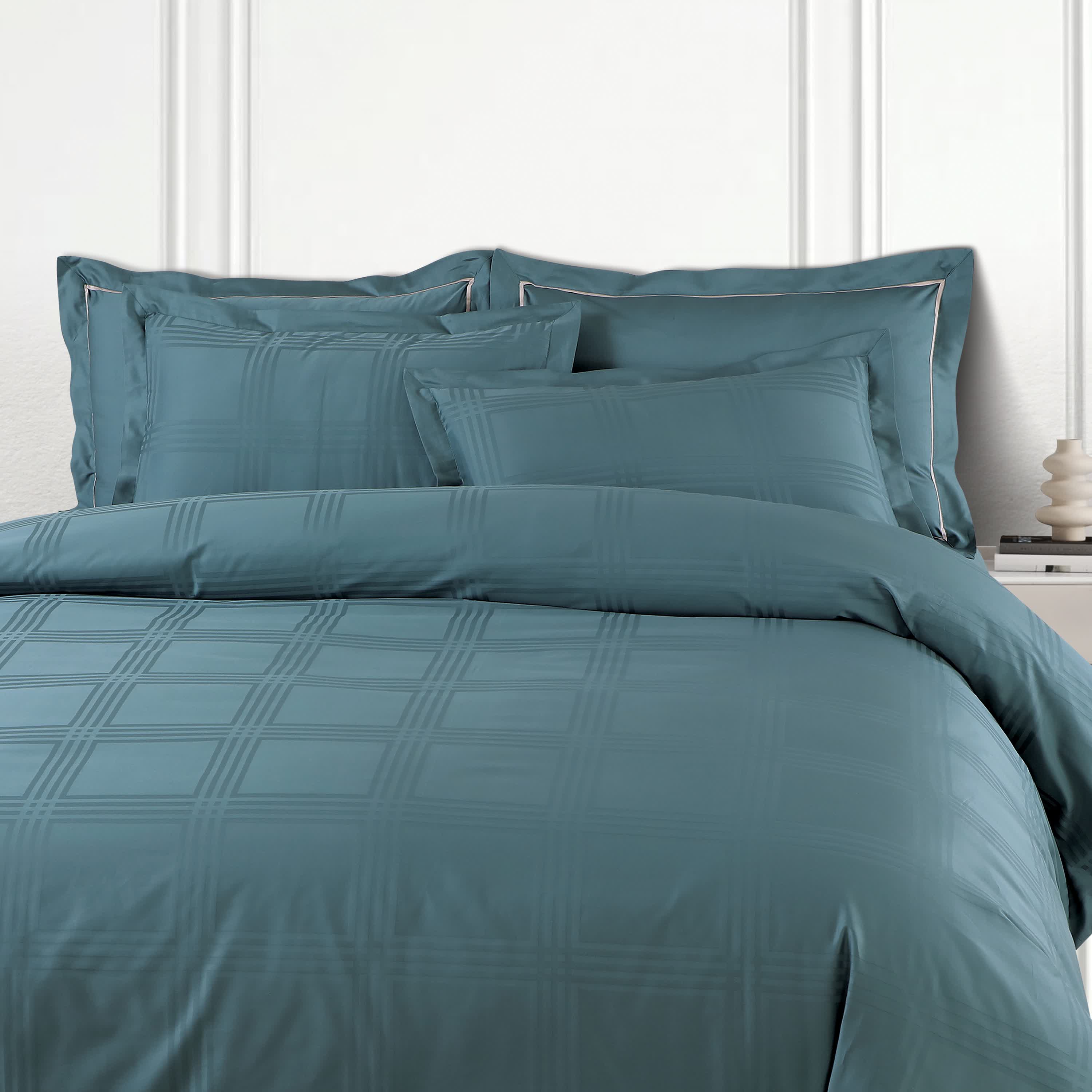 Amalfi Jacquard Duvet Cover Set - Teal Green