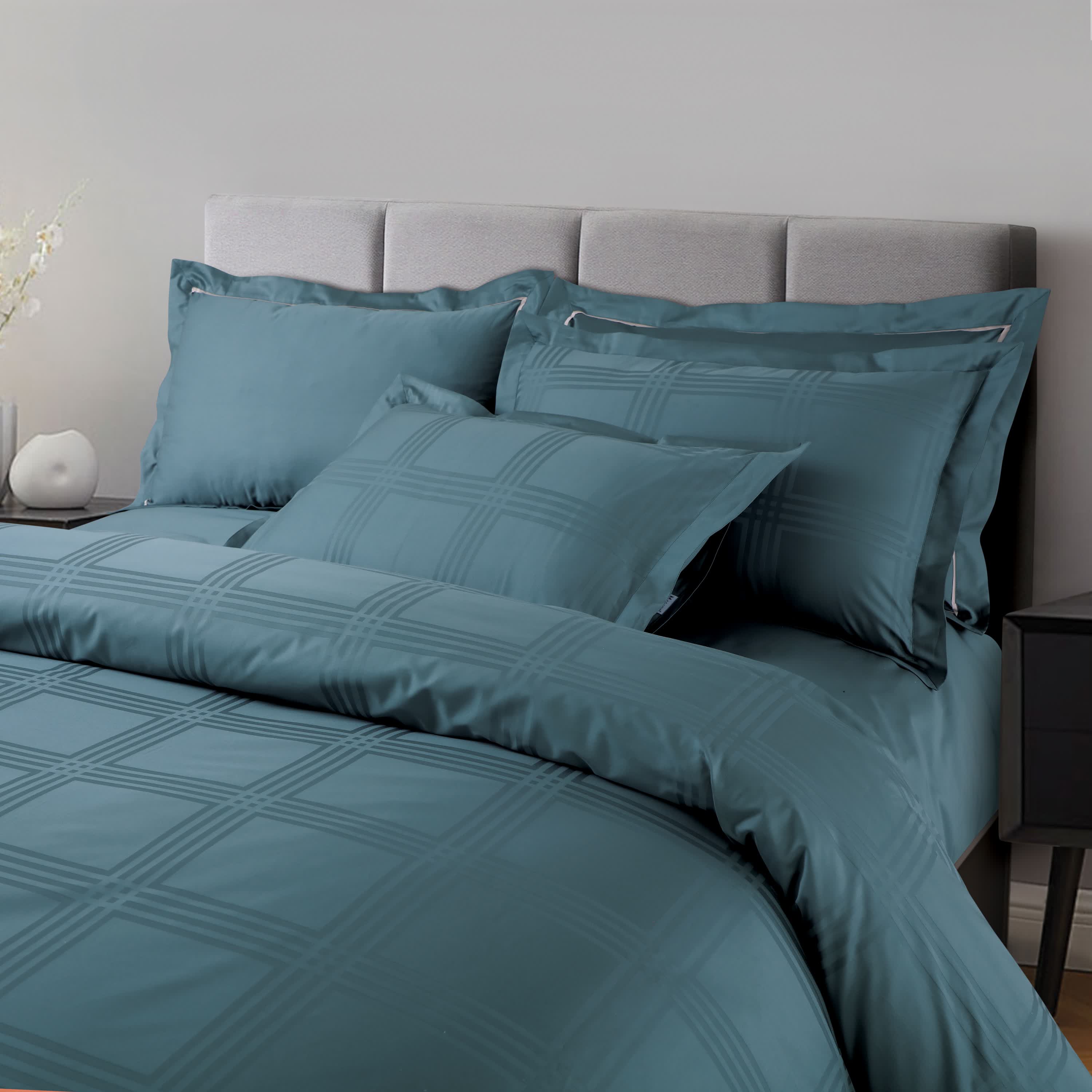 Amalfi Jacquard Duvet Cover Set - Teal Green