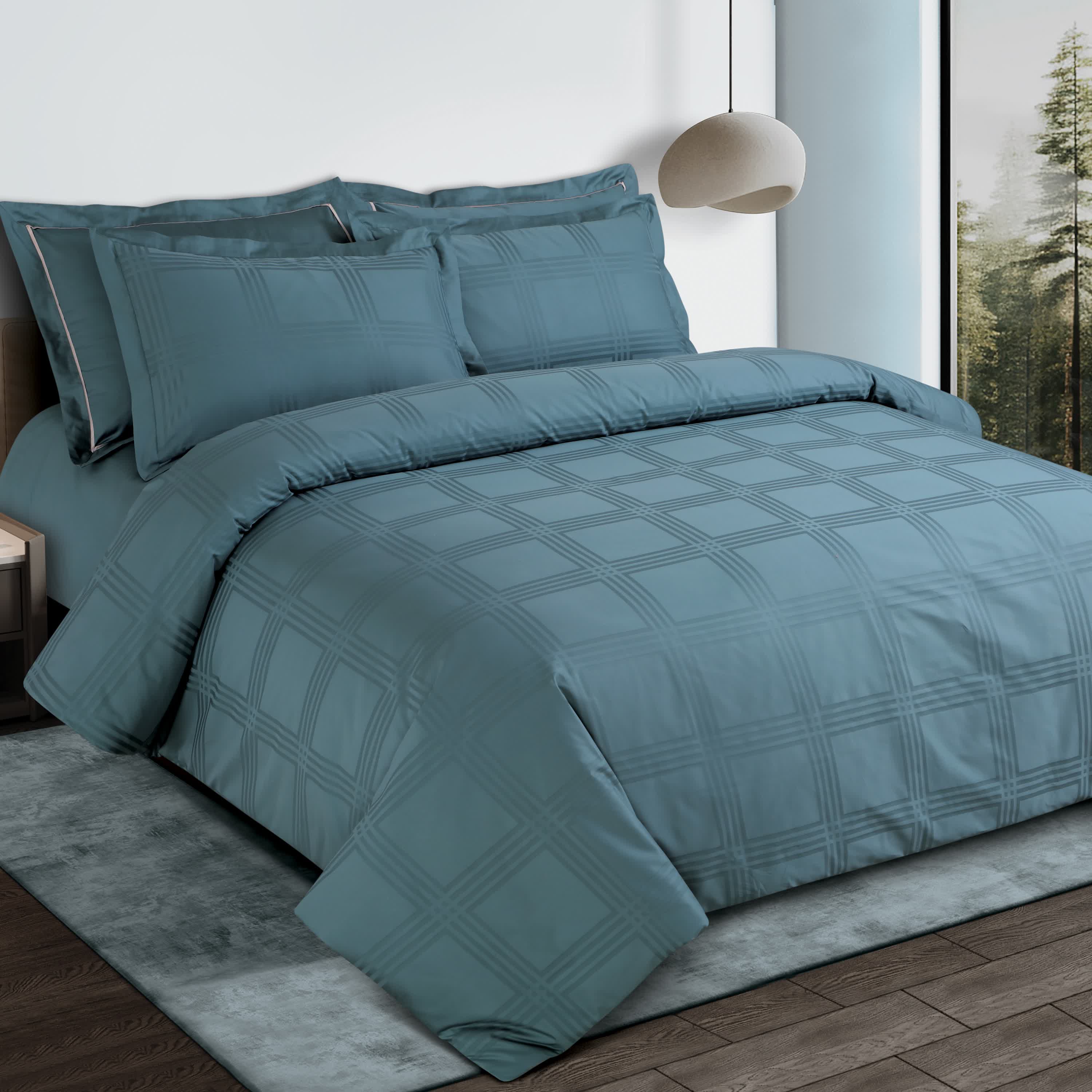 Amalfi Jacquard Duvet Cover Set - Teal Green
