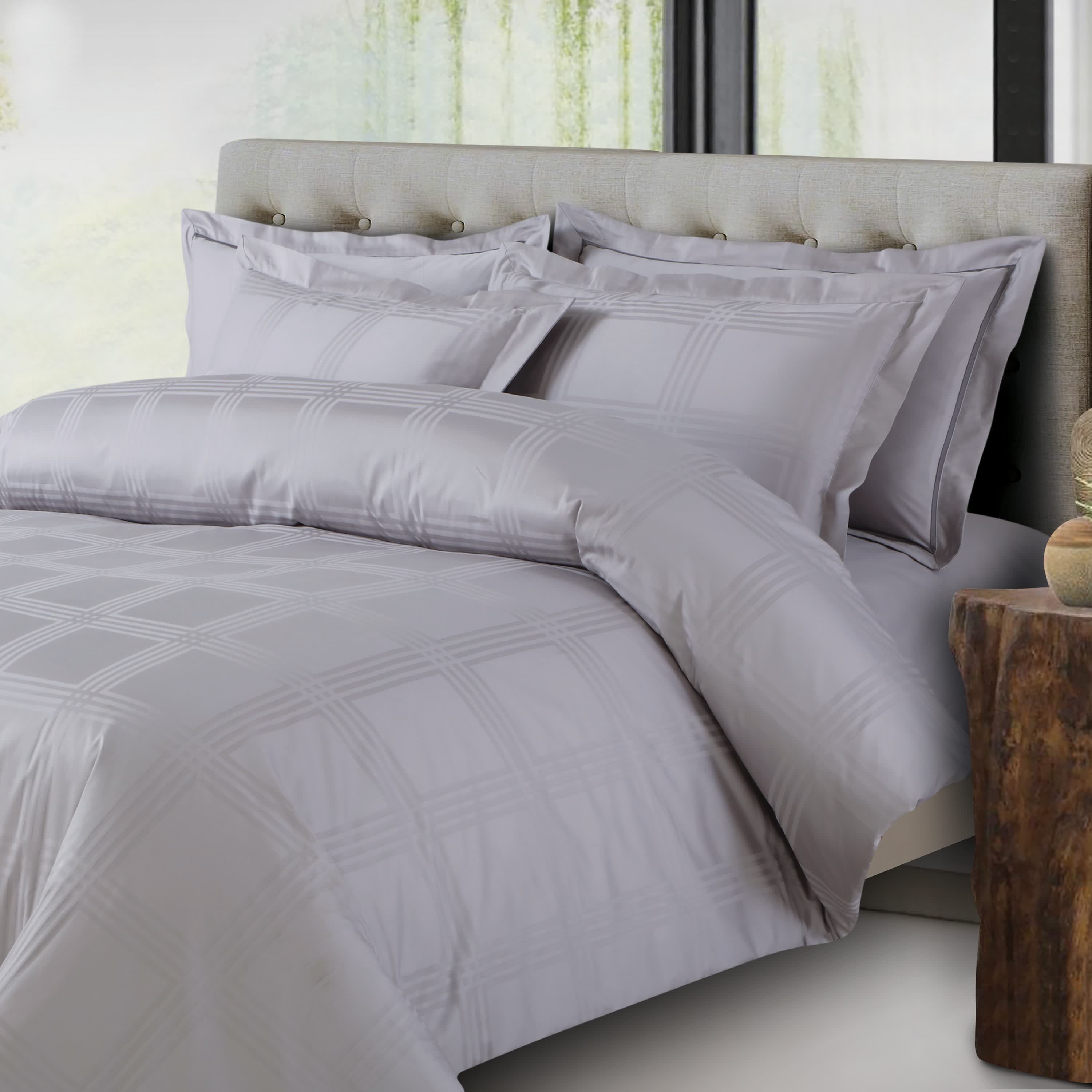 Amalfi Jacquard Duvet Cover Set - Silver Grey