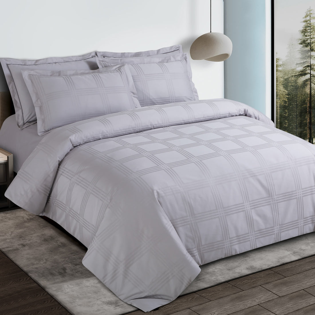 Amalfi Jacquard Duvet Cover Set - Silver Grey