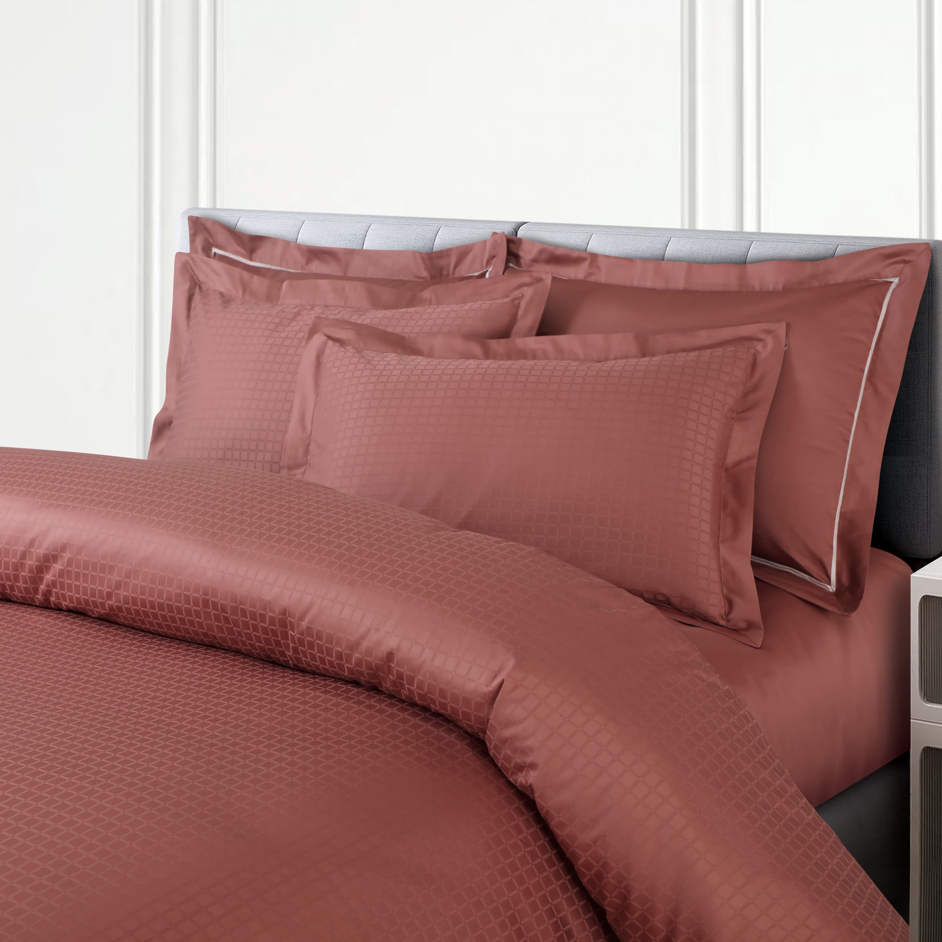 Como Jacquard Duvet Cover Set - Cedar Brown