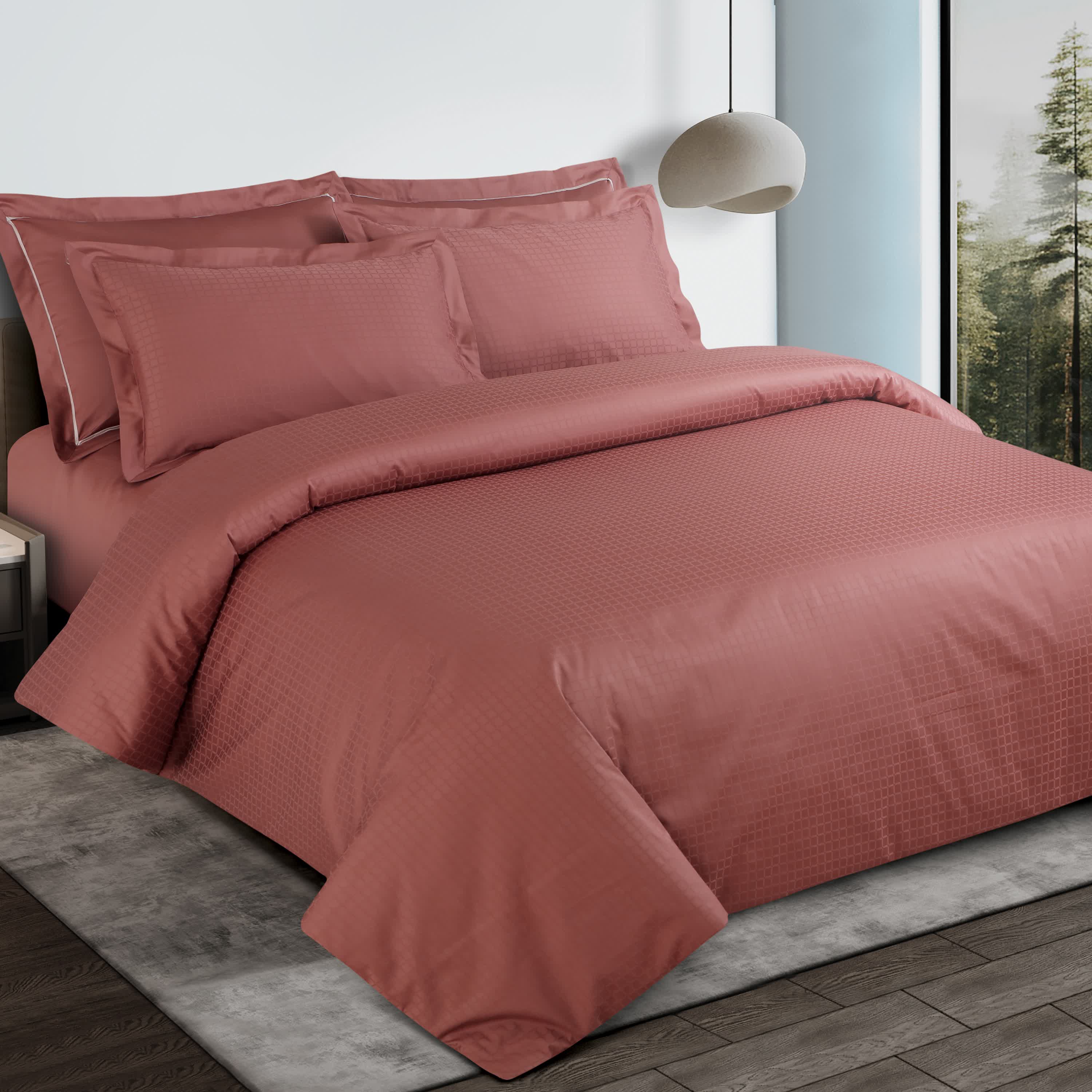 Como Jacquard Duvet Cover Set - Cedar Brown