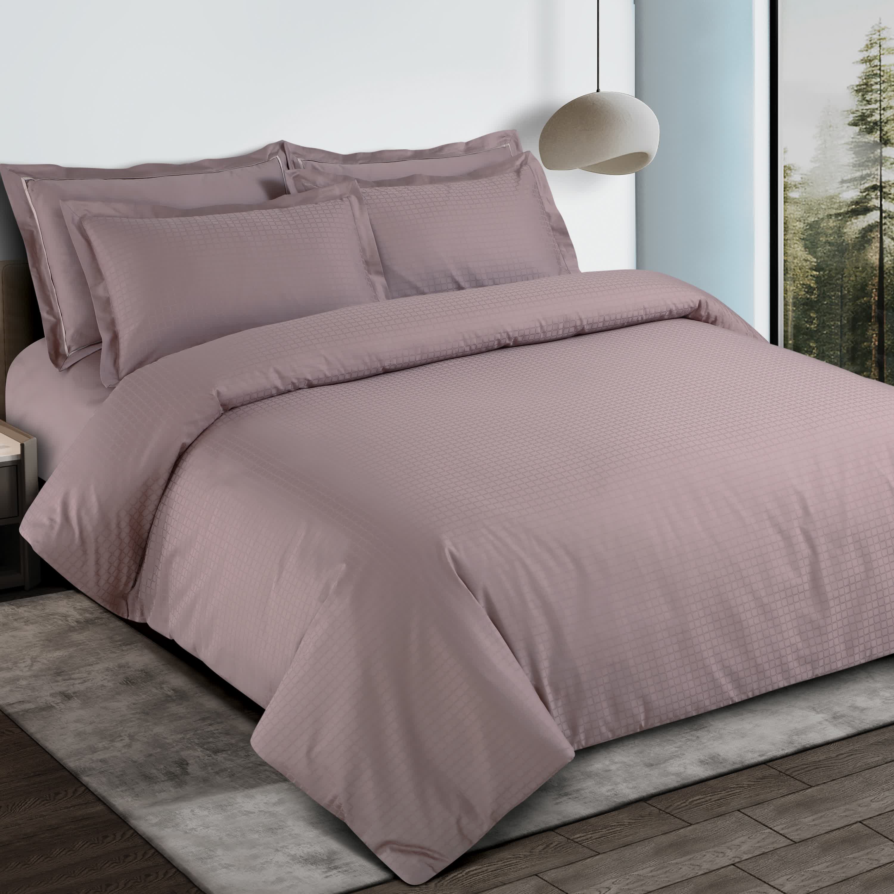 Como Jacquard Duvet Cover Set - Wine