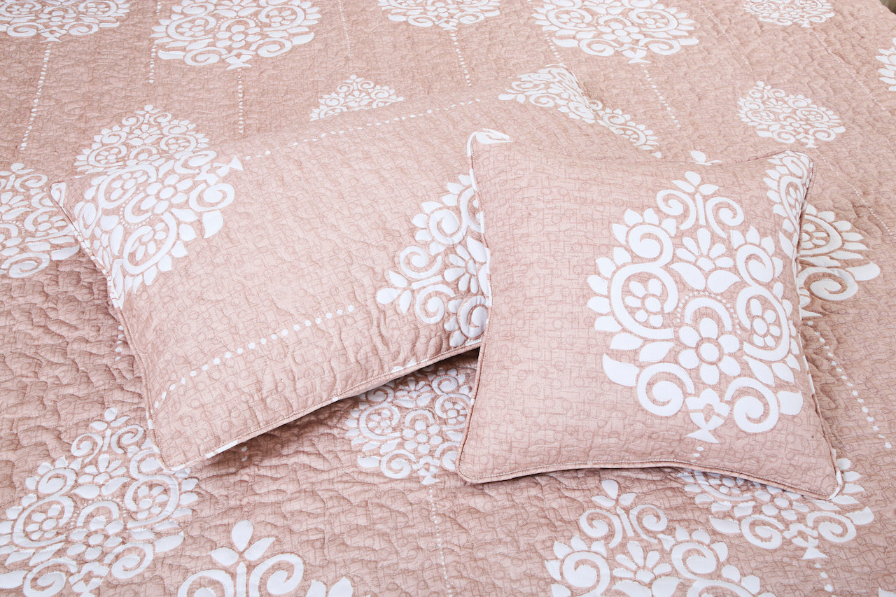 Quilted Bedcover - Peach & Pink