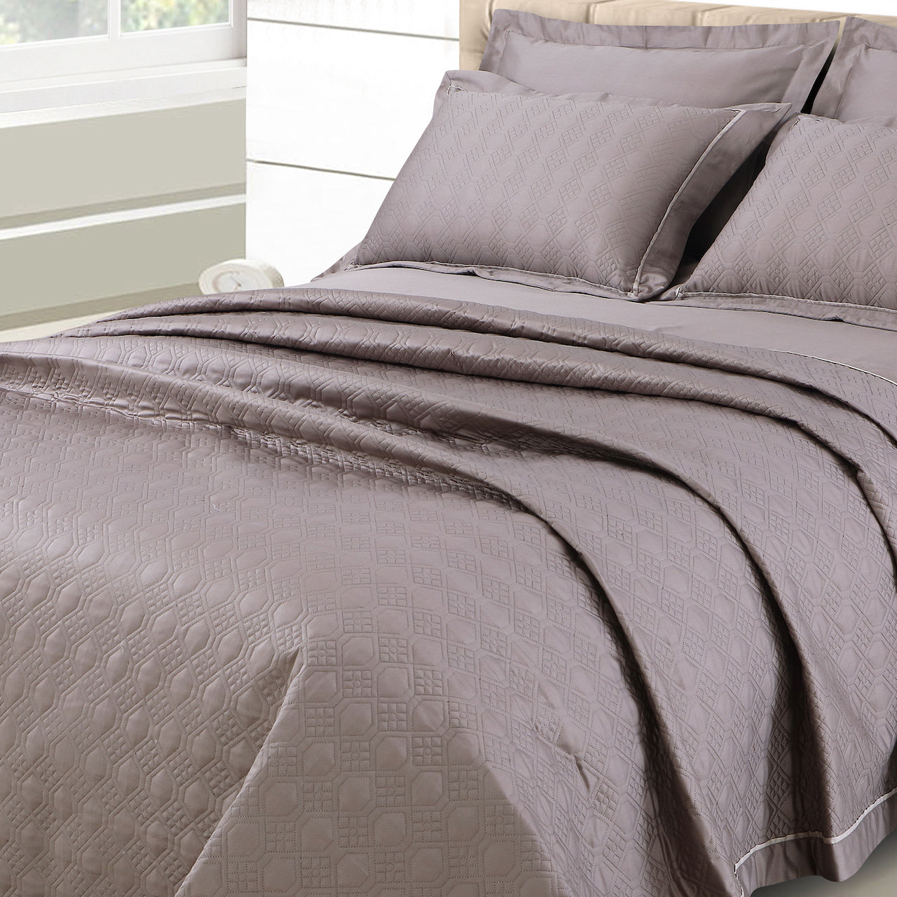 Kairo Quilted Bedcover - Taupe Brown